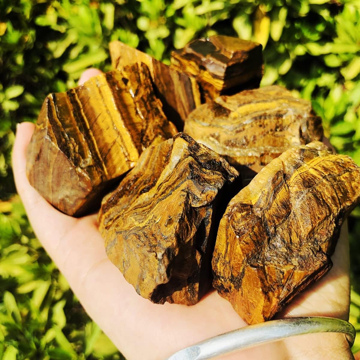 1Lb Natural Raw Tiger Eyes Crystal Stone, Rough Tiger Eye Gemstone, Gold Tiger Eyes Rocks for Cabbing, Tumbling, Cutting, Lapidary, Polishing, Reiki Crystal Healing
