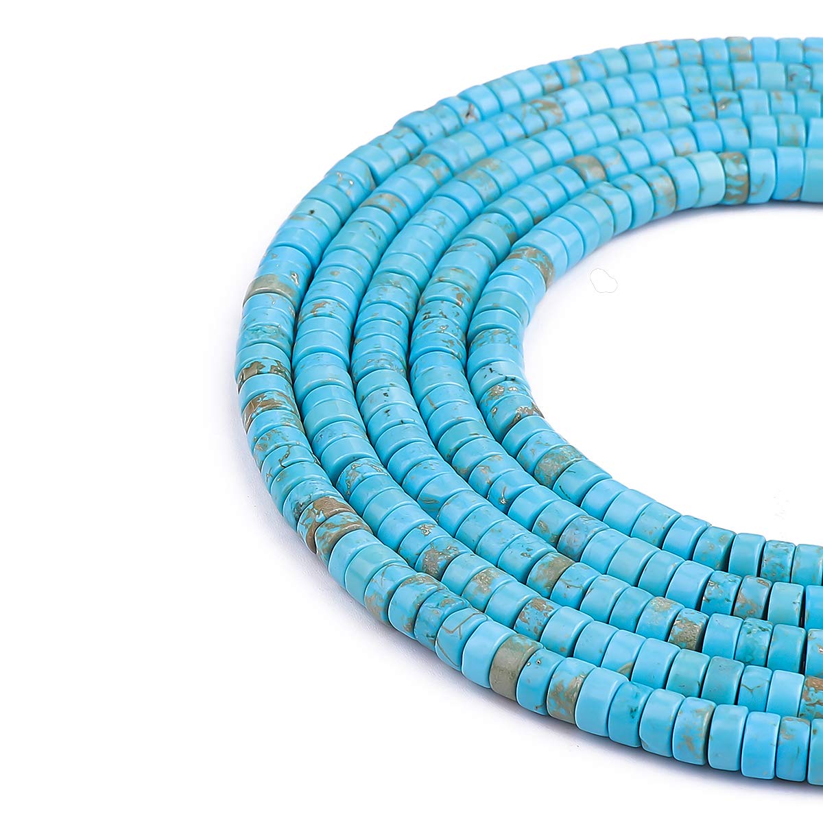 BEADIA Natural Blue Turquoise Spacer Beads Caps Loose Semi Gemstone for Beading Jewelry Making 6mmx3mm 38cm