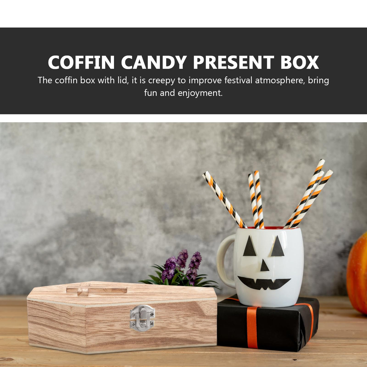 balacoo Mini Wooden Coffin Box 7in Unfinished Pine – Creepy Halloween Decor & Pet Keepsake Casket for Gothic Jewelry Display, Spooky Party Favor Tray, Cosplay Prop