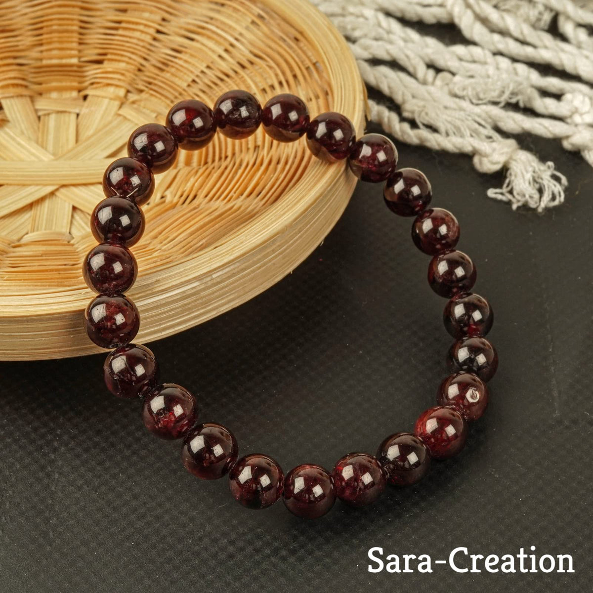 sara creation Garnet Bracelets Bead Bracelet - Adjustable Natural Gemstone Stone Bracelets - Healing For Girl Women Men