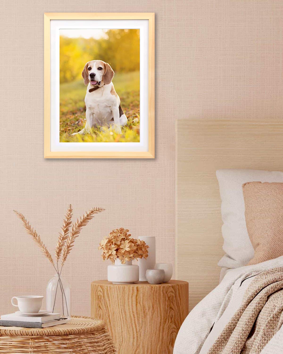 IOOSTAR 12x16 Diamond Painting Picture Frame ,Display Pictures 10 x 14 inch/25x35 cm with Mat or 12 x 16 inch/30x40 cm Without Mat, Diamond Art Photo Frame Natural Solid Wood Color (YNCK0021)