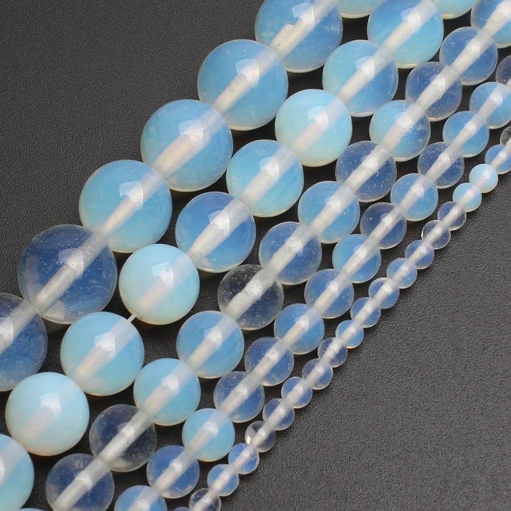 Yochus 45pcs White Opal Beads,8mm Healing Power Natural Stone Round Loose Gemstone Beads for Jewelry Making Earring Necklace DIY Crafts