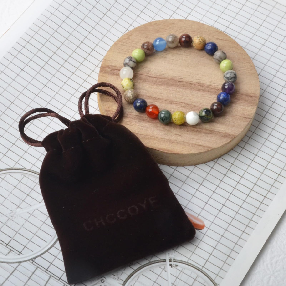 CHCCOYE 4mm Natural Healing Gemstone Bracelet Handmade Yoga Stretch Elastic Bracelet Stress Relief Crystal Jewelry for Men and Women (4mm,Colorful)