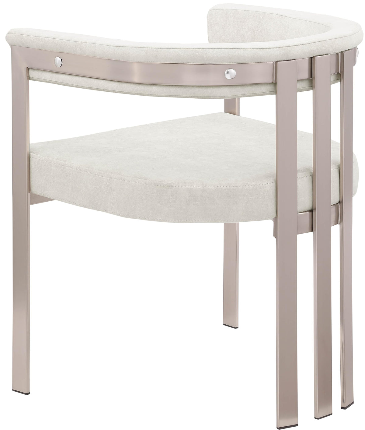 Meridian Furniture 938Stone-C Marcello Collection Modern | Contemporary Dining Chair with Soft High End Stone Colored Velvet, Brushed Chrome Iron Frame, 23.5" W x 21.5" D x 27.75" H, Stone, Set of 2