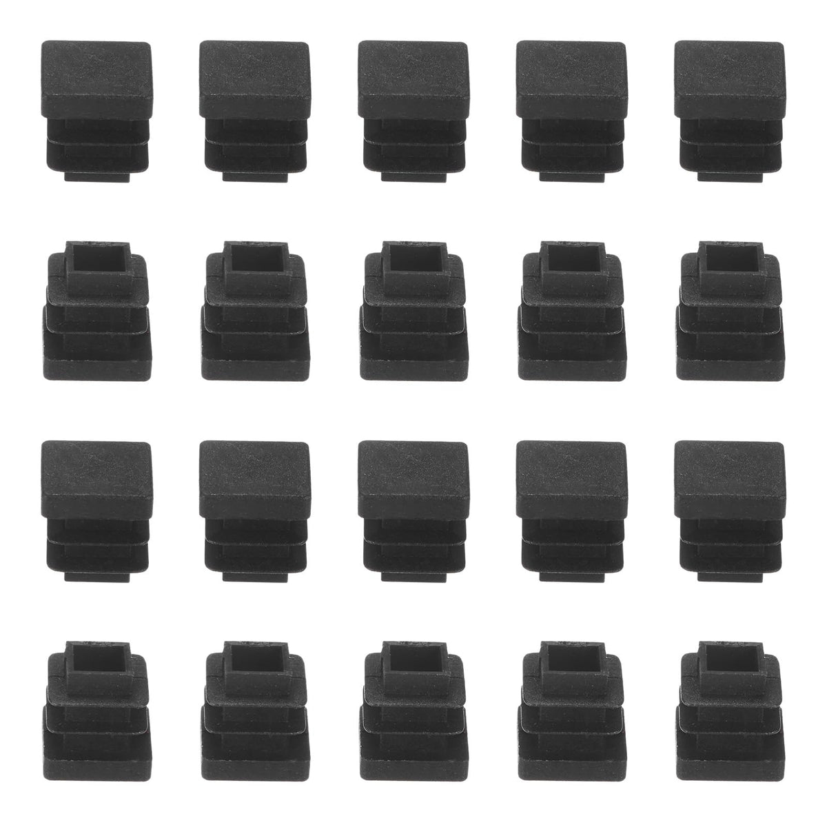 M METERXITY 50-Pack Tubing End Caps, 1/2 x 1/2 Inch Plastic Square Hole Plugs Inserts for Chair Leg/Bar Stool/Fitness Equipment, Chair Glides Fence Plug Floor Protectors