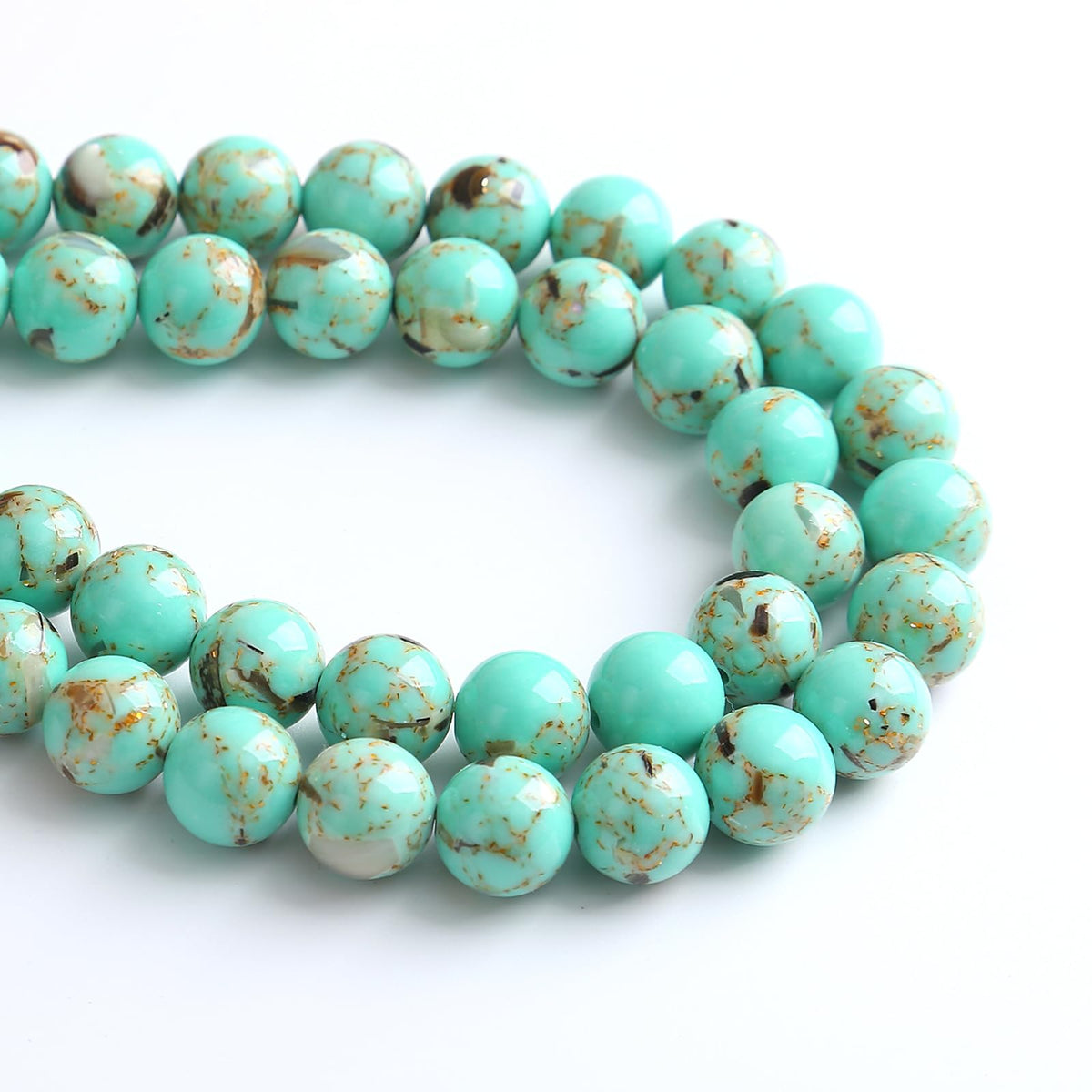 6MM 60PCS Peacock Blue Shell Turquoise Spacer Loose Beads for Jewelry Making DIY Bracelet Necklace