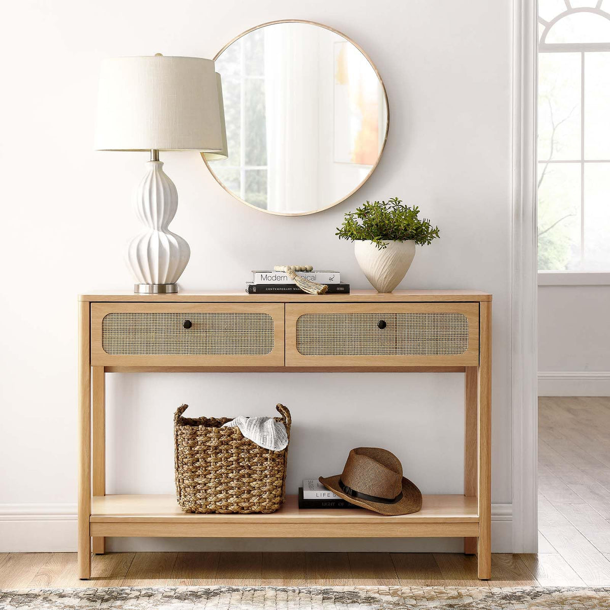 Modway EEI-6797-OAK Chaucer Wood Entryway Console Table, Oak