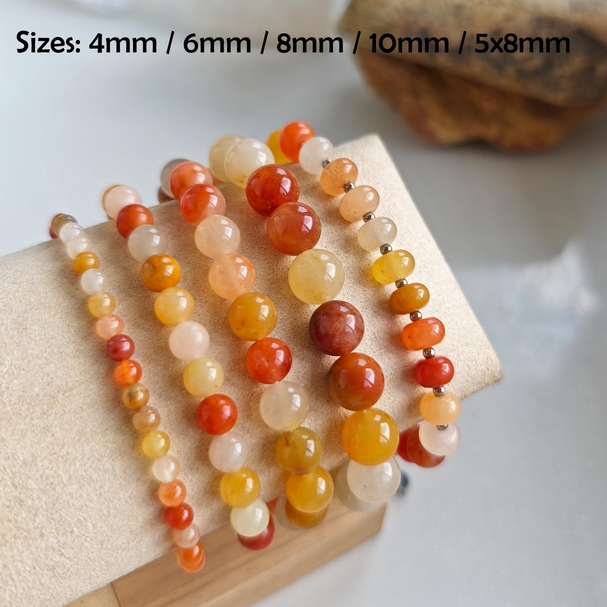 CHCCOYE 4mm Natural Healing Gemstone Bracelet Handmade Yoga Stretch Elastic Bracelet Stress Relief Crystal Jewelry for Men and Women (4mm, Golden Jade)