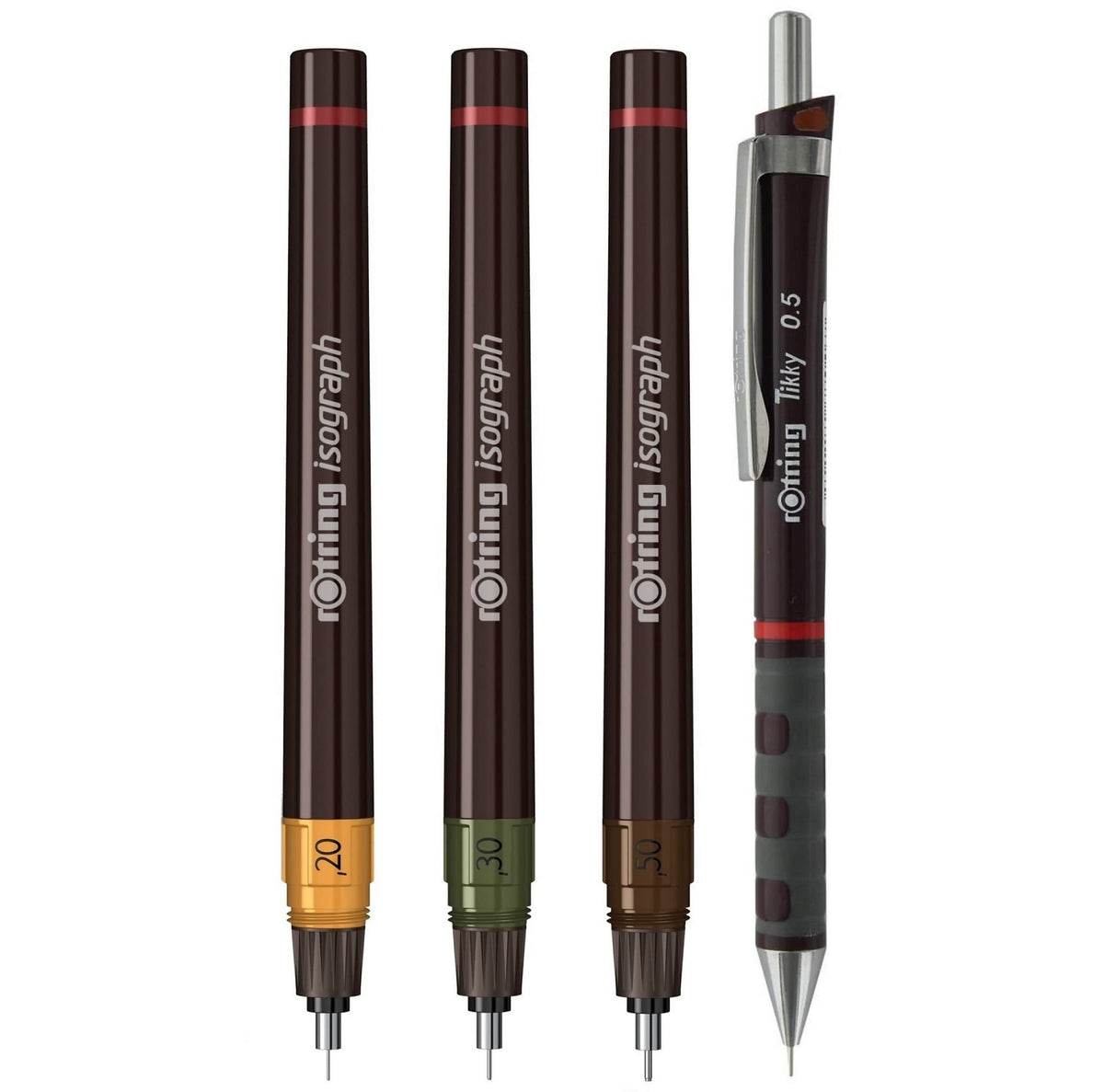 rOtring Isograph Technical Drawing Pen College Set, (0.20, 0.30, 0.50 mm), Includes Pens, Pencil, Eraser, and More - Designed for Precision