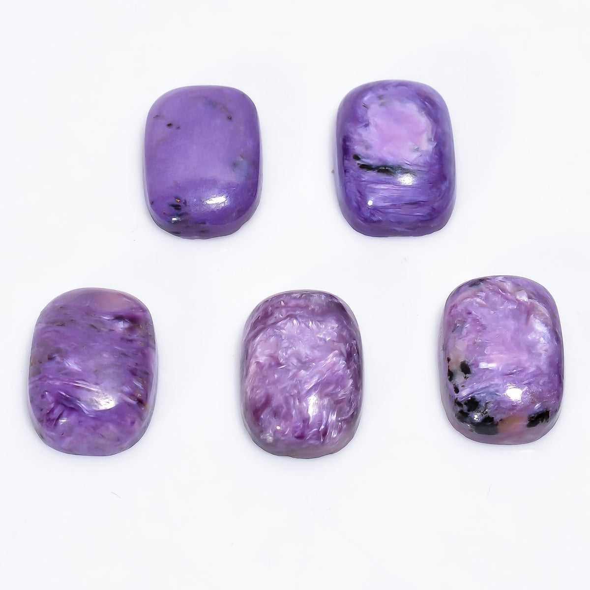 2 PCS, 14X10 MM, AURA GEMS Natural Charoite, Cabochon, Radiant Shape, Jewelry Making Stone Supply, Chakra Energy Healing Gemstone, Real Crystal, Birthstone, Wholesale deal