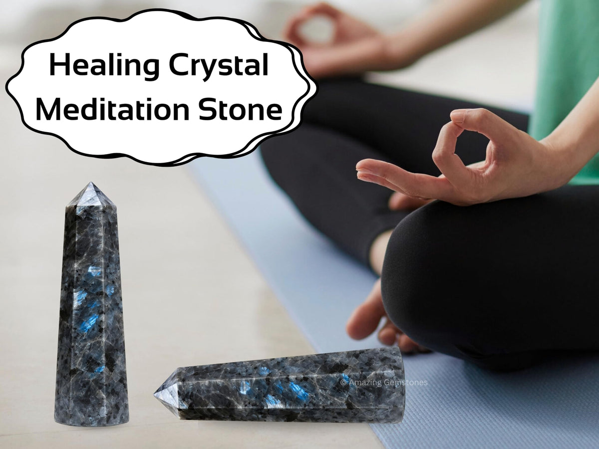 Amazing Gemstone Larvikite Crystal Towers ~ Natural Healing Crystal Point Obelisk for Reiki Healing and Crystal Grid (3" to 4" INCH)