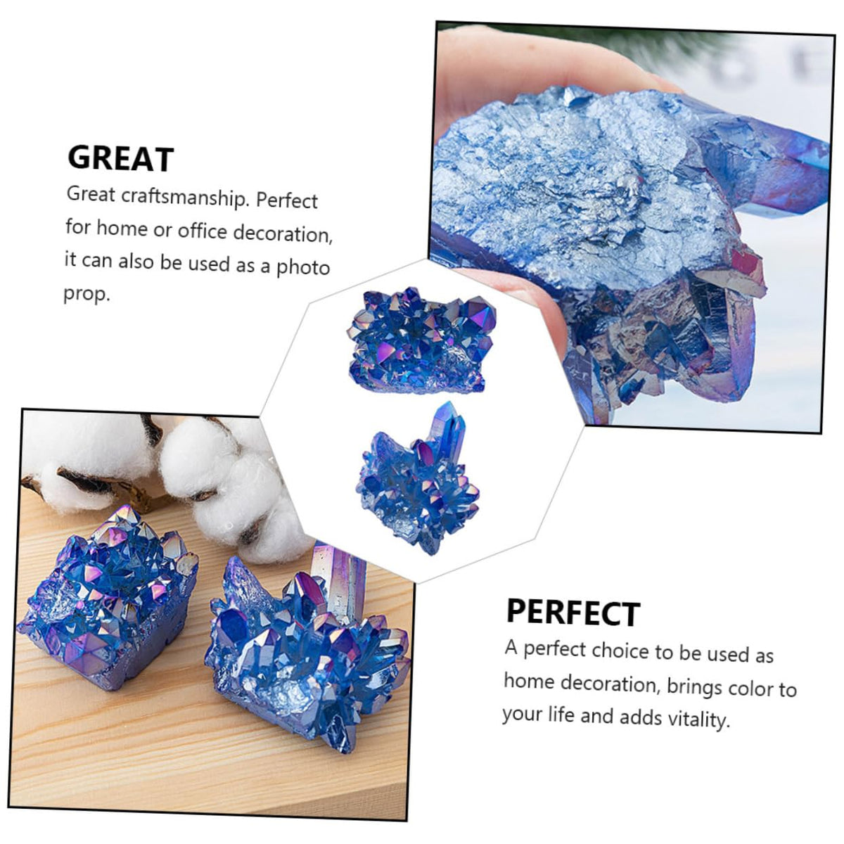 IMIKEYA 2pcs Sapphire Cluster Blue Crystal Stones Geode Specimen Drusy Geode Aquarium Crystal Stone Crystal Sculpture Spiritual Blue Healing Tumbled Gem Clusters Amethyst Cluster Mineral