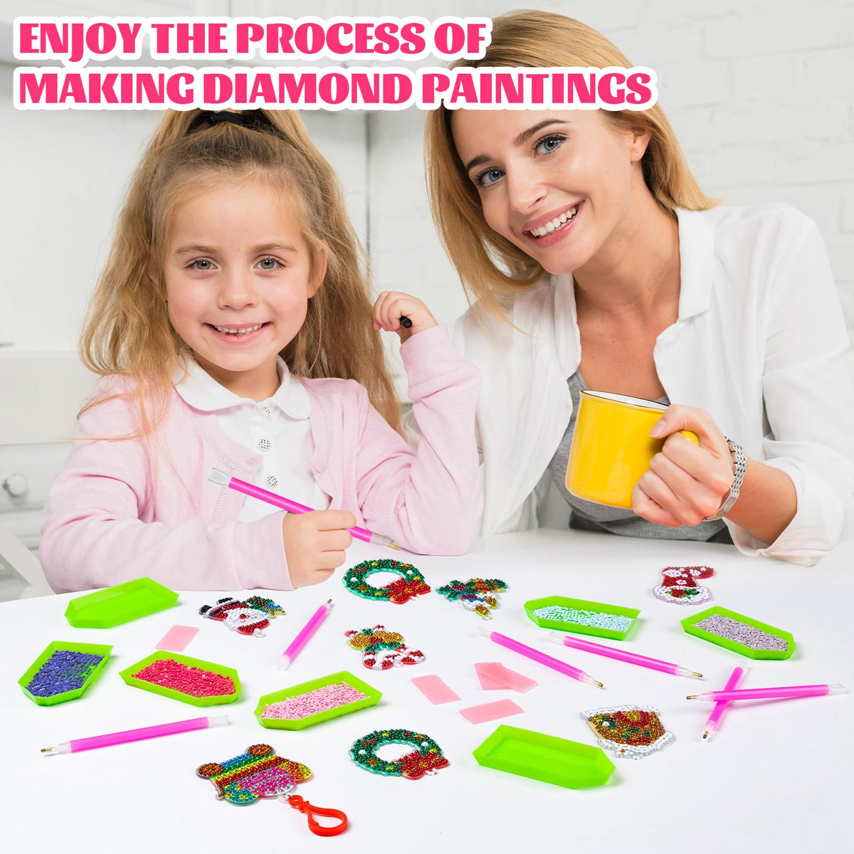 60PCS Diamond Art Painting Tools 5D Diamond Art Wax Accessories with 20 Drill Pen Grip Tray, Diamond Painting Kits for Kids Adults DIY Diamond Painting Crafts