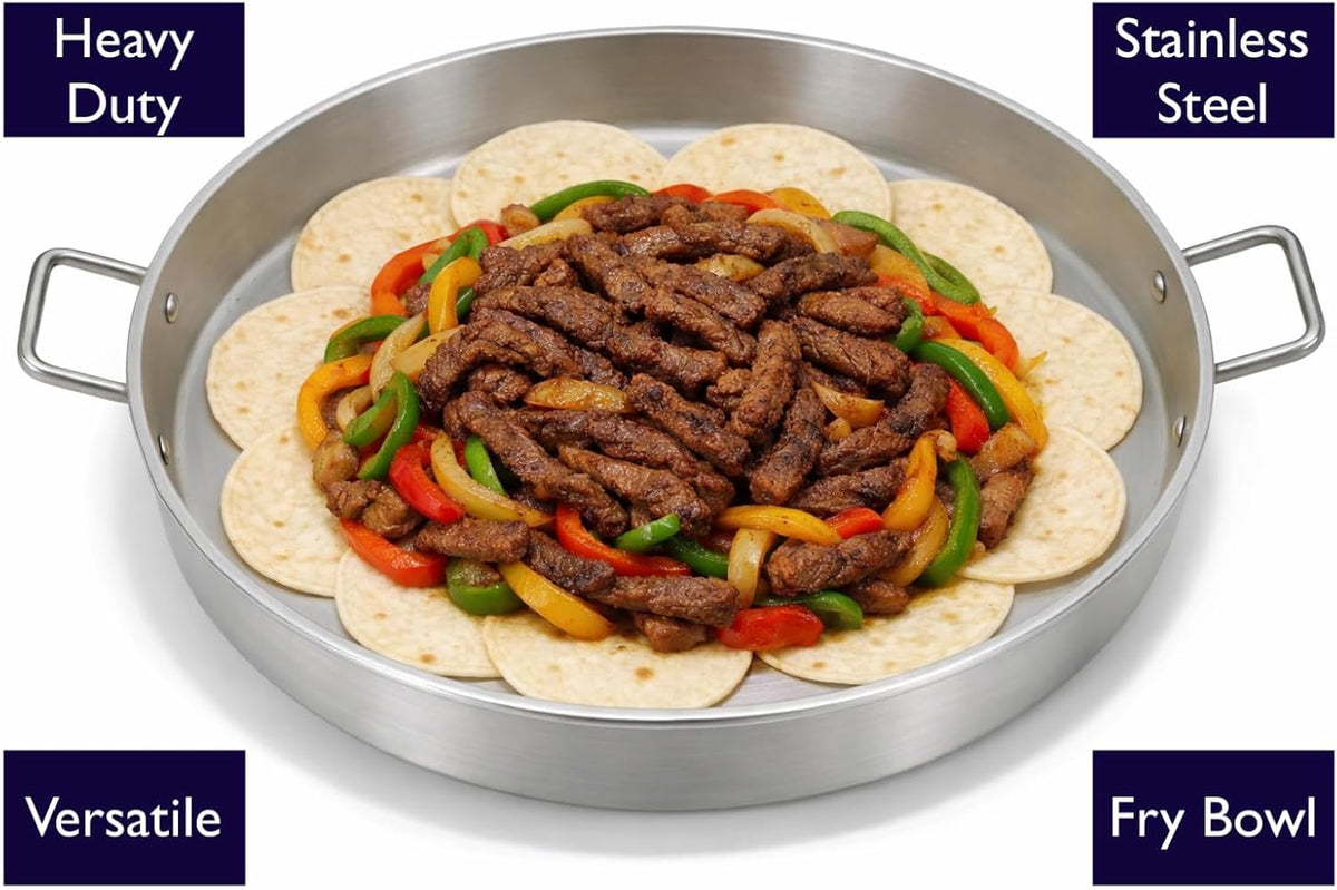 Stainless Steel Concave Discada Grill Stove with 3 Pan Steam Table-Large Comal Taco Cart-with Hose + Regulator-Ideal for Commercial and Home Use