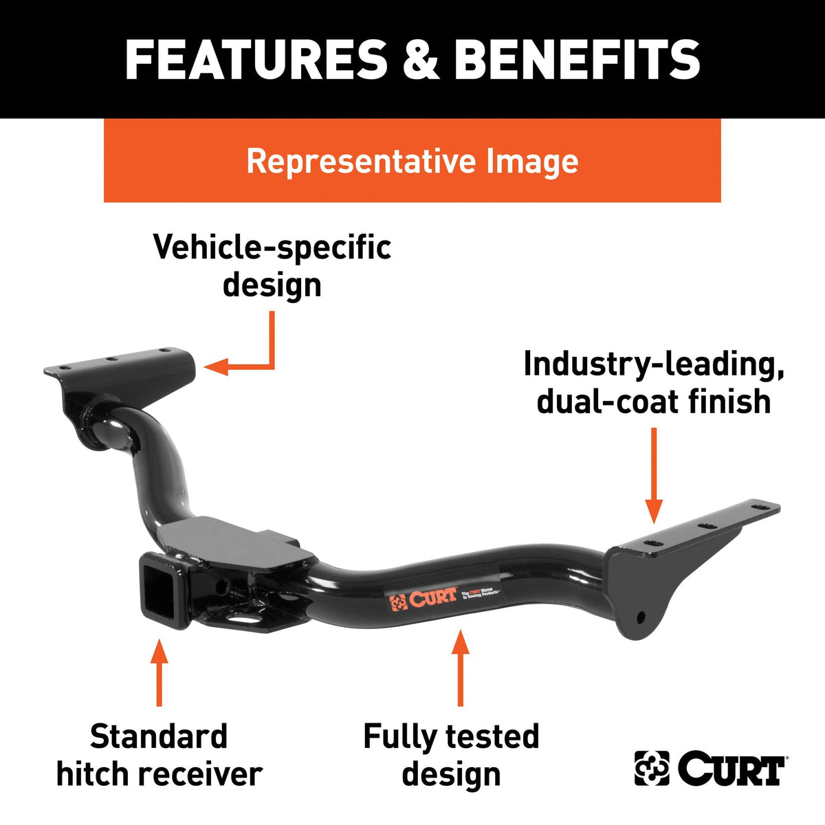 Allen Sports Premier Locking Quick Release 5-Bike Carrier for 2 in. Hitch & CURT 13105 Class 3 Trailer Hitch, 2-Inch Receiver, Exposed Main Body, Fits Select Toyota Sienna, Gloss Black Powder Coat