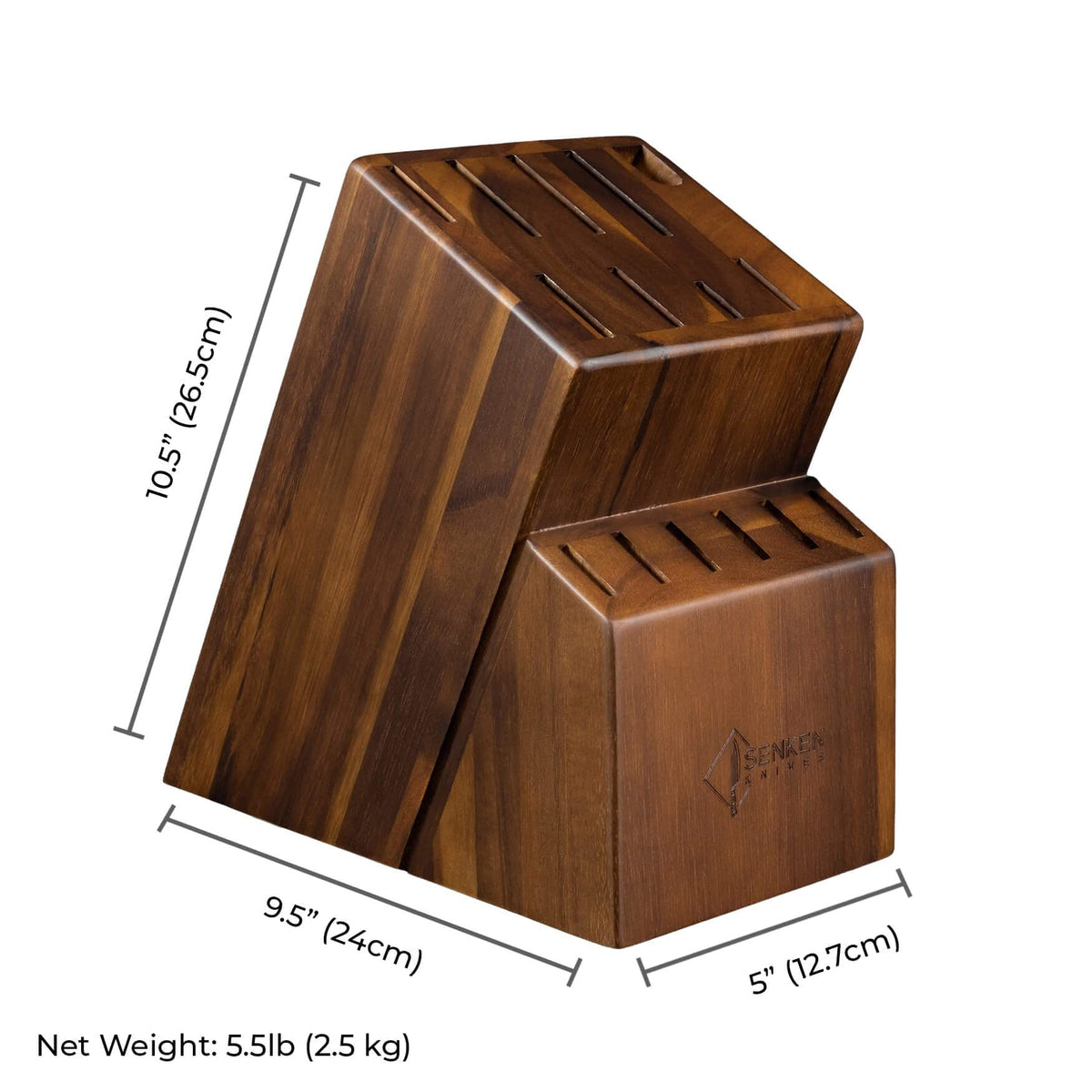 SENKEN 16-Piece Kitchen Knife Block Set - Japanese Chef's Knife Set with Laser Damascus Pattern, Includes 6 Steak Knives and Smoothly-Finished Acacia Hardwood Knife Block (Purple Resin Handles)