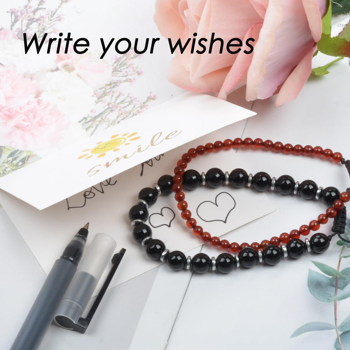 CHCCOYE 4mm Handmade Adjustable Natural Gemstone Crystal Bracelet Healing Power Energy Inspirational Gifts with Card for Unisex (Blue Sodalite)