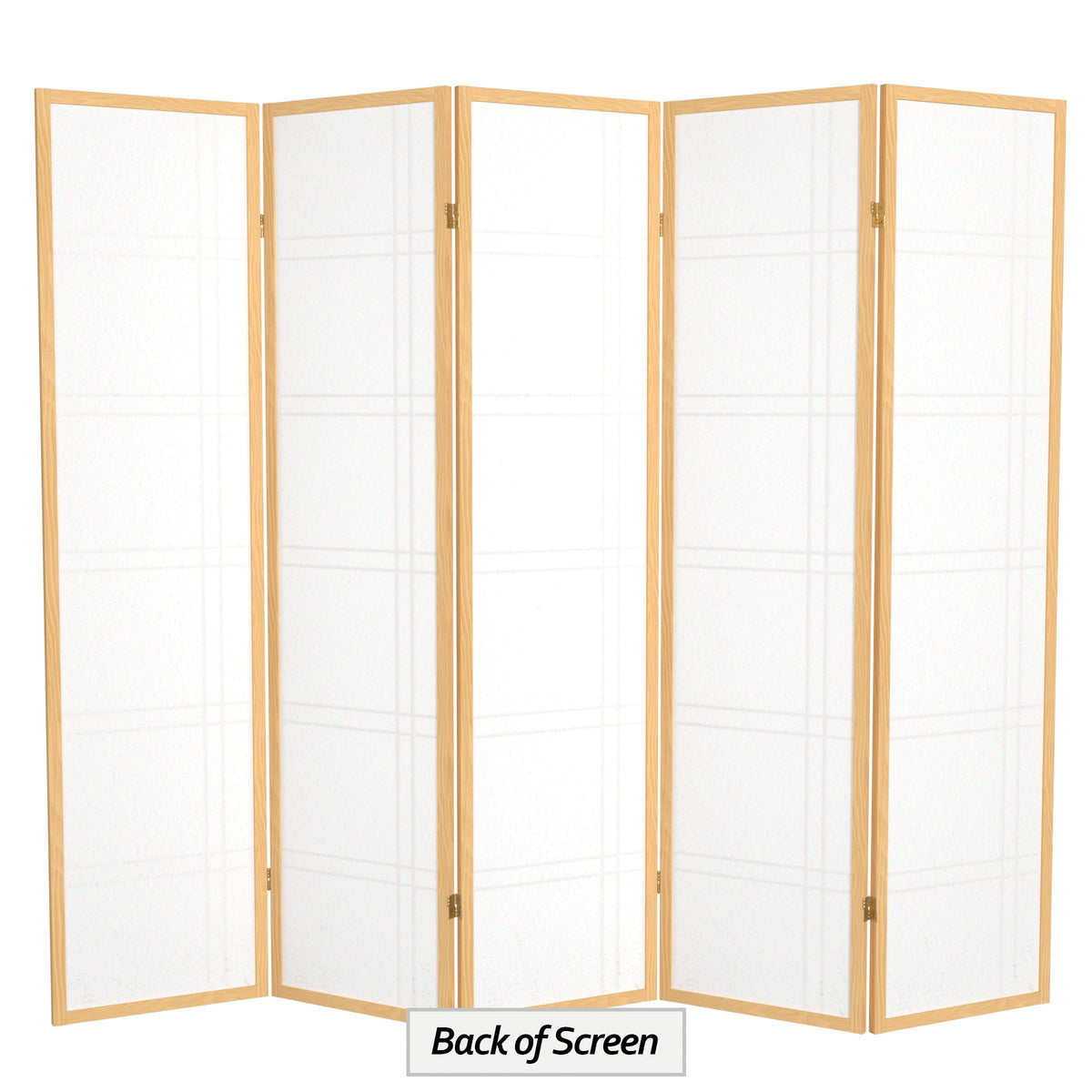 Red Lantern 6 ft. Tall Double Cross Shoji Screen - Natural - 5 Panels