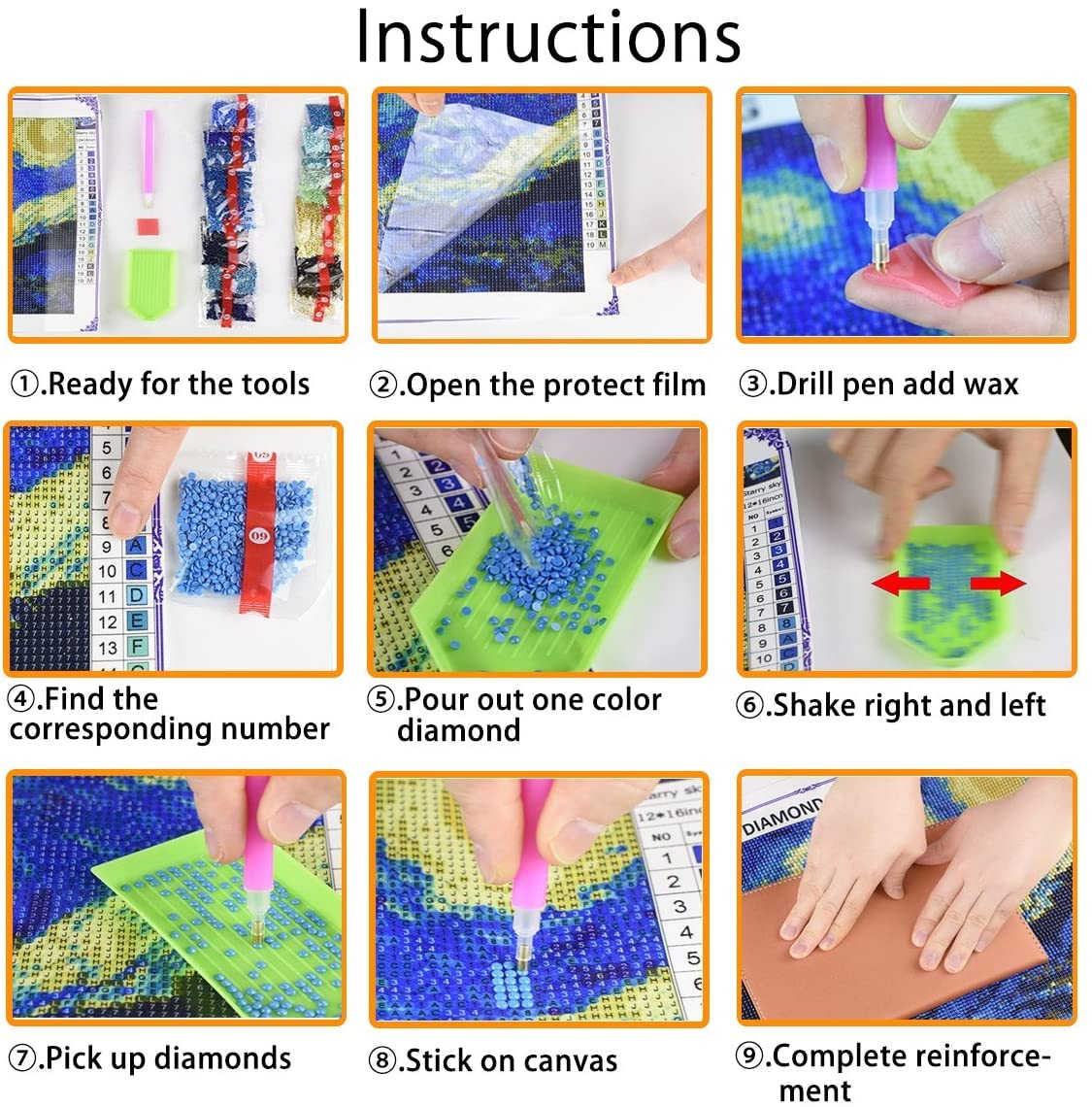HONGJIE DIY 5D Diamond Art Painting Kit, Anime 20X16 inches Round Full Drill Crystal Rhinestone Embroidery Cross Stitch Arts Craft for Home Wall Decor