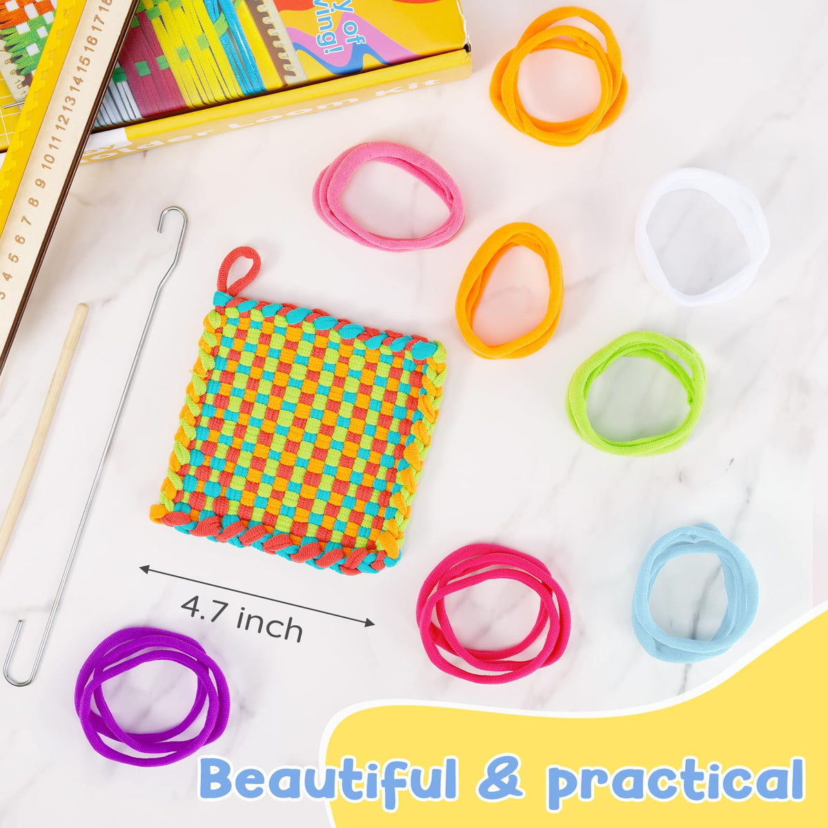 DREMTOY Metal Weaving Loom Kit Toys, DIY Crafts Projects for Kids and Adults, Gift Ideas for Girls 6-12 Years, Easy Potholder Loom Knitting for Beginners, Includes 9 Colors, 288 Craft Loops