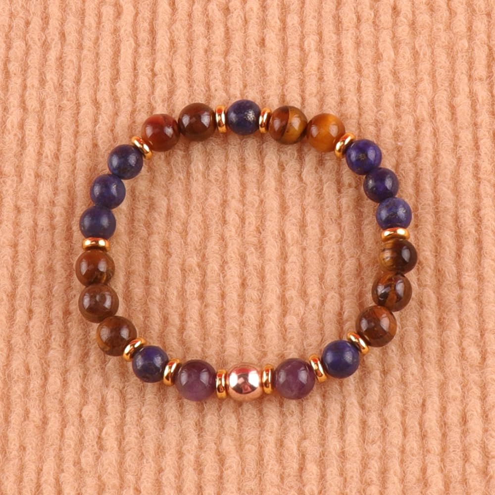 KSQS Healing Stone Bead Bracelet for Women, Natural Gemstones Balance Protection Bracelet, Spiritual Crystal Beads Bracelet Anxiety Relief with Meaning Card(#6)