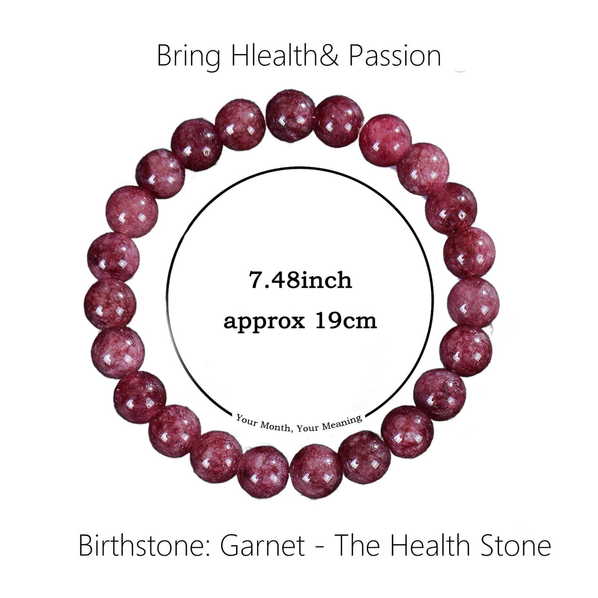 Naupyal January Birthstone Bracelet for Women Men,Garnet Natural Stone Beaded Bracelets,Healing Crystal Gemstones Stretch Bracelet Stress Relief Month Bracelet Birthday Jewelry Gifts