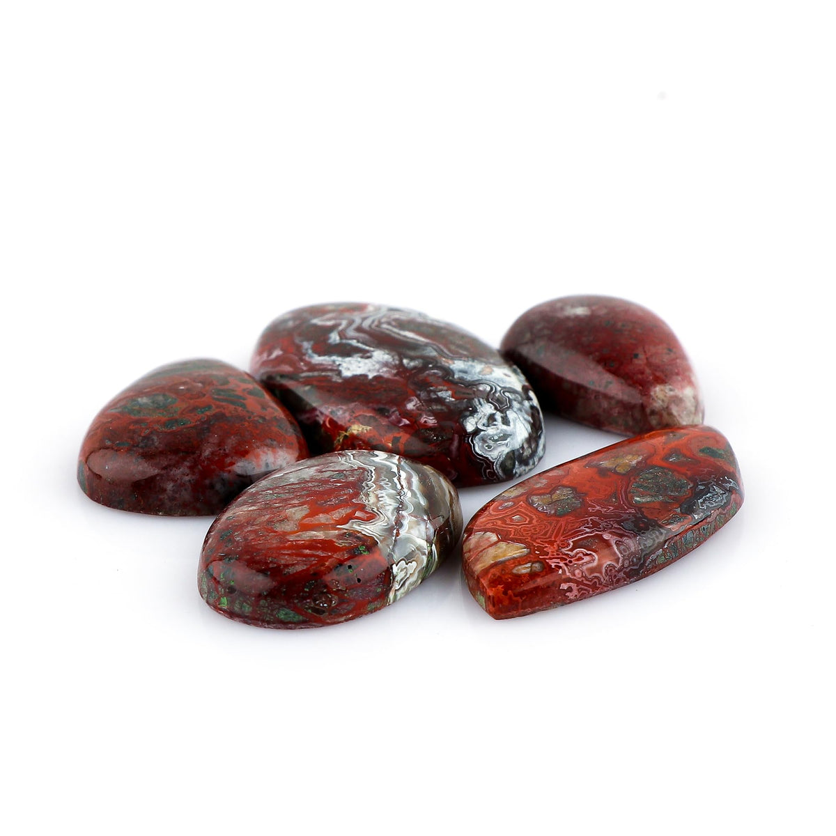 CRYSTALIS 5pcs, 25mm+ Natural Crazy Lace Agate Loose Gemstone Wholesale Bulk Cabochons Jewelry Making Supply, Chakra & Healing Polished Stones, Wire Wrapping, DIY, Gem Collection