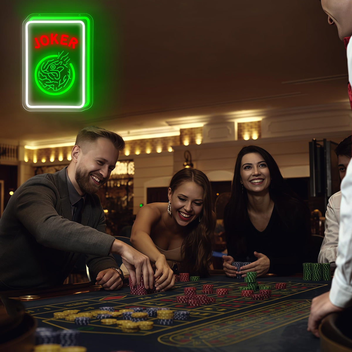 Mahjong Neon Sign for Wall Decor - Game Neon Acrylic USB Powered LED Wall Art Decor, Light Up Sign Dimmable, for Man Cave Bar Club Mahjong Party Casino Room 14.02" x 10.12"