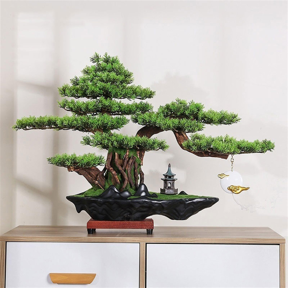 UHRLGHS Artificial Bonsai Tree Hotel Living Room Desktop Ornaments Simulation Tree Bonsai Modeling High-end Luxury Fake Greenery Landscaping Artificial Bonsai Tree