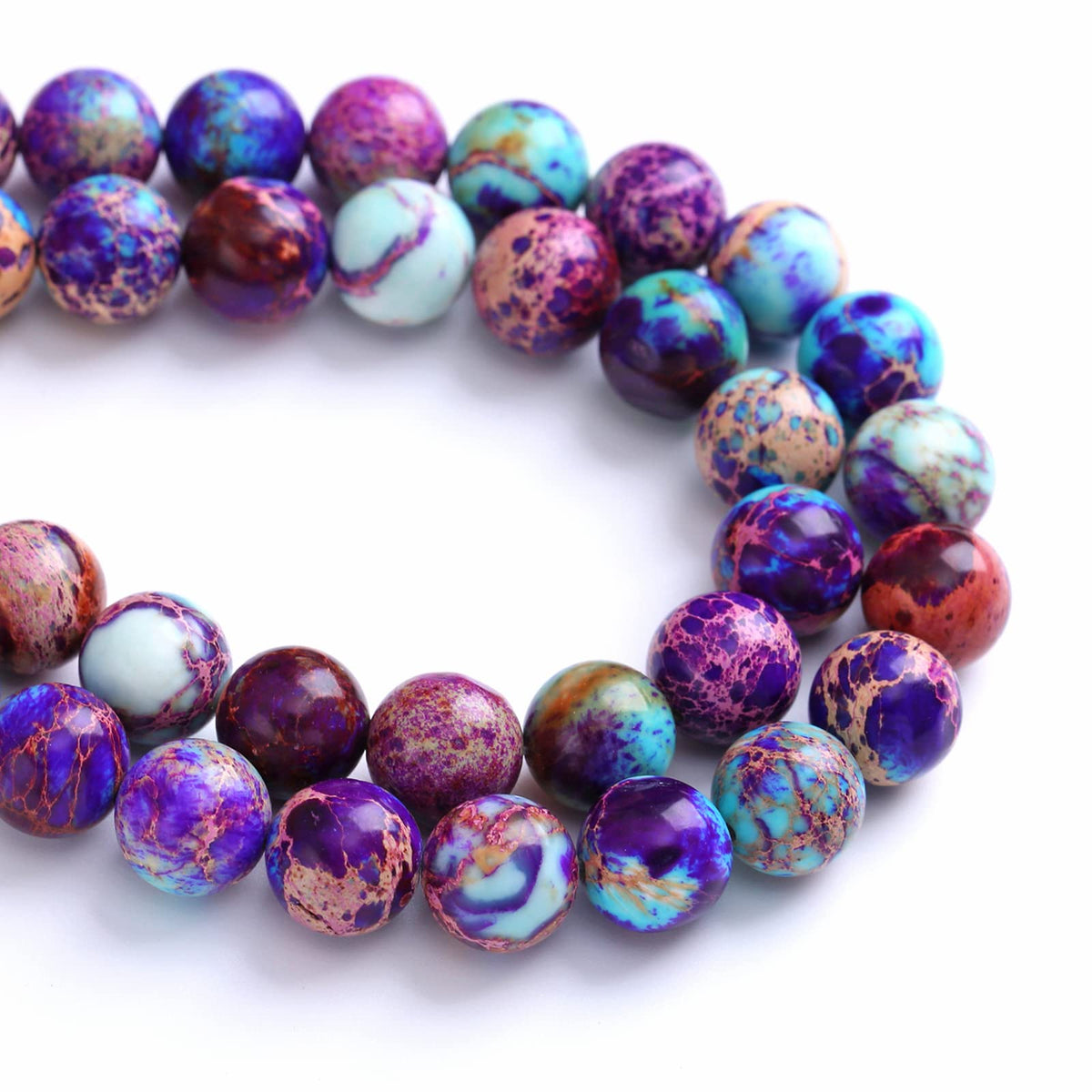 8MM 44PCS Natural Stone Galaxy Purple Sea Sediment Imperial Jasper Loose Beads for Jewelry Making DIY Bracelet Necklace