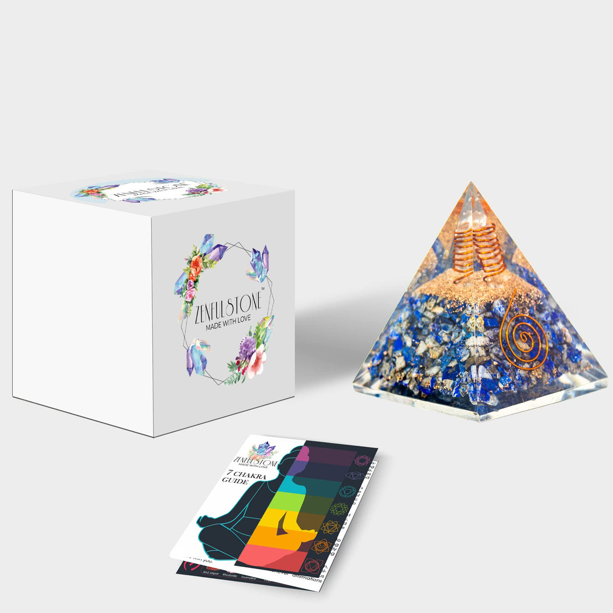 Lapis Lazuli Orgone Pyramid for Wisdom, Harmony, Honest & Self-Awareness | Orgonite pyramids with Copper Coil and Crystal Quartz for Chakra Protection