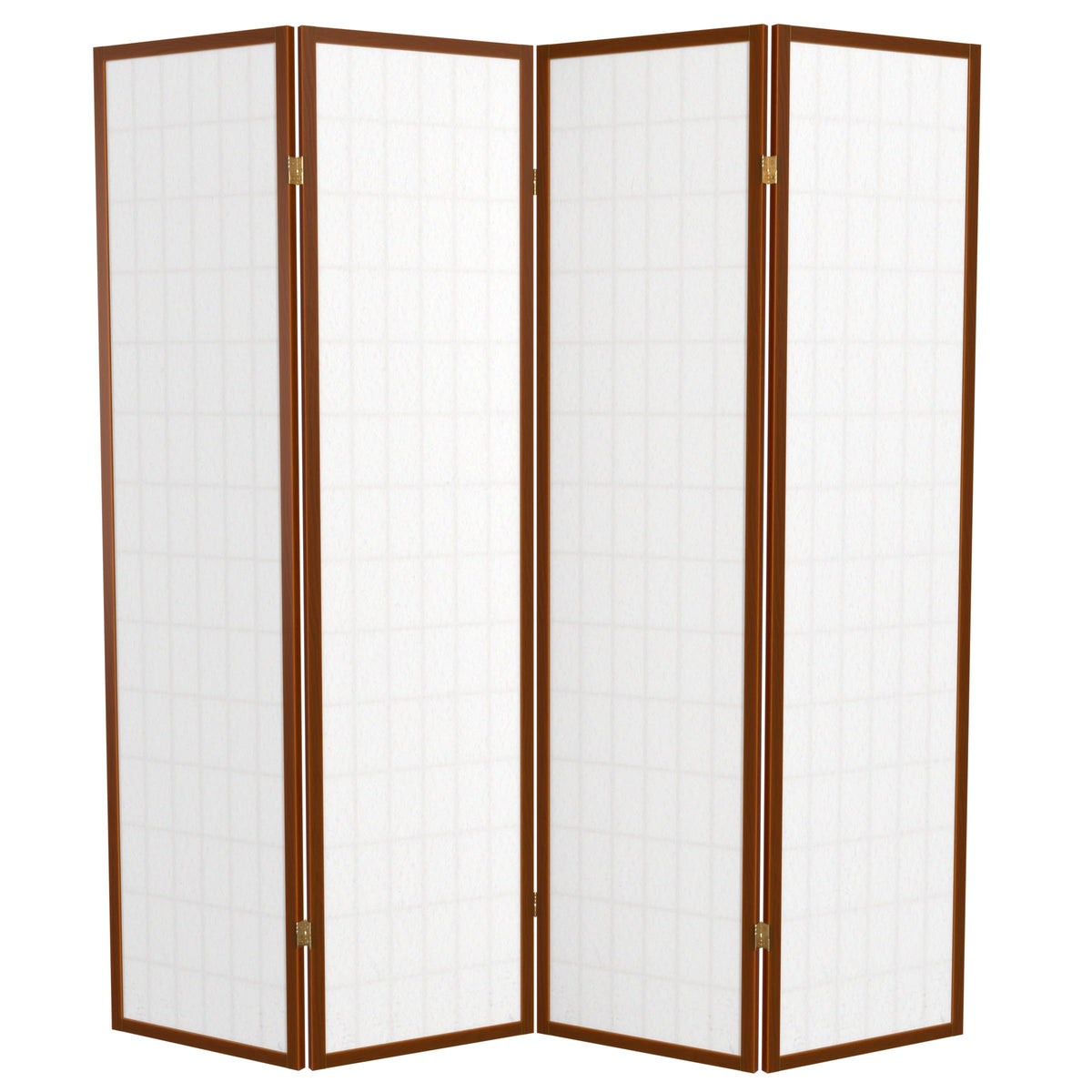 Red Lantern 6 ft. Tall Window Pane Shoji Screen - Walnut - 4 Panels