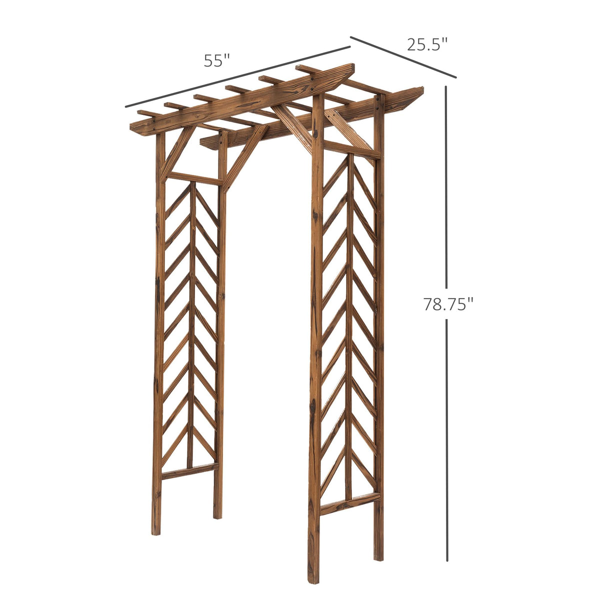 kidfeuyu 79in Wooden Garden Arbor Arch Trellis with Classic Countryside Style, Pergola Style Roof for Climbing Vines for Ceremony Party Weddings
