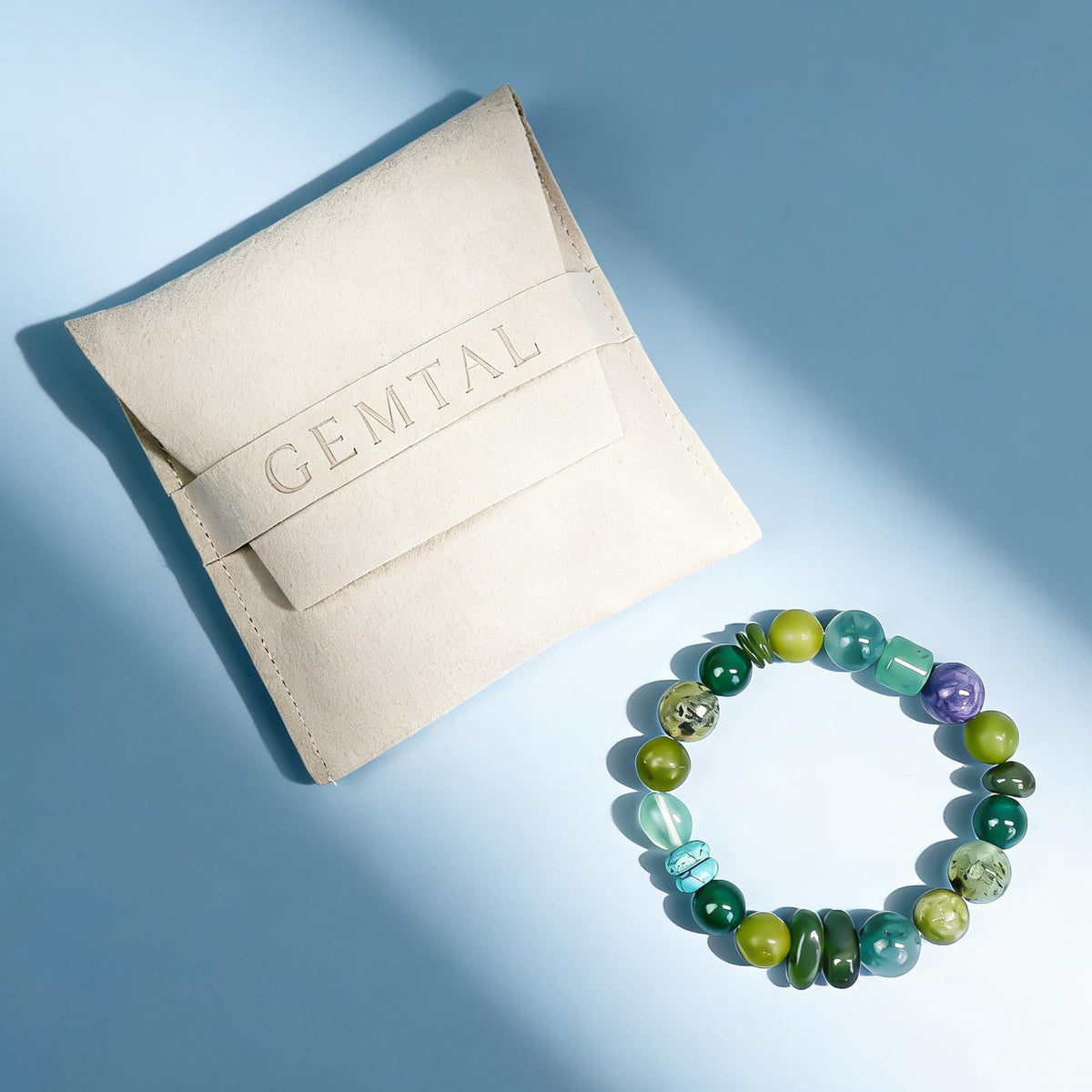 Boho Colorful Beaded Bracelets for Women, Handmade Stretchy Gemstone Bead Bracelet, Summer Women Beach Stackable Bead Bracelets Natural Healing Crystals Relax Stone Bracelets Unique Gifts for Mother (Green)