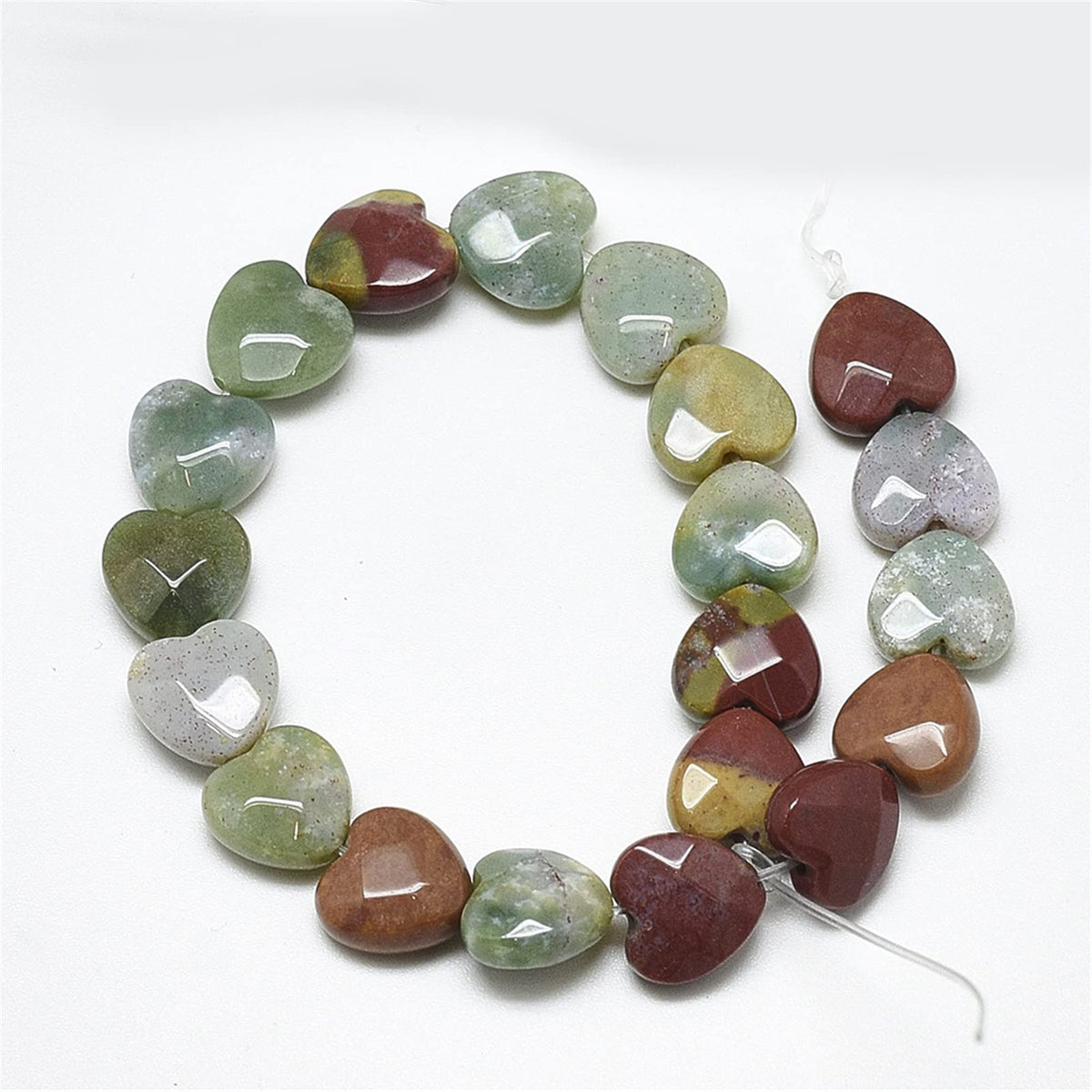 Fashewelry 18pcs Faceted Heart Natural Indian Agate Stone Beads Tumbled Chakra Gemstone Beads Crystal Healing Drilled Loose Beads for Earring Bracelet Necklace Jewelry Making, 10x10mm