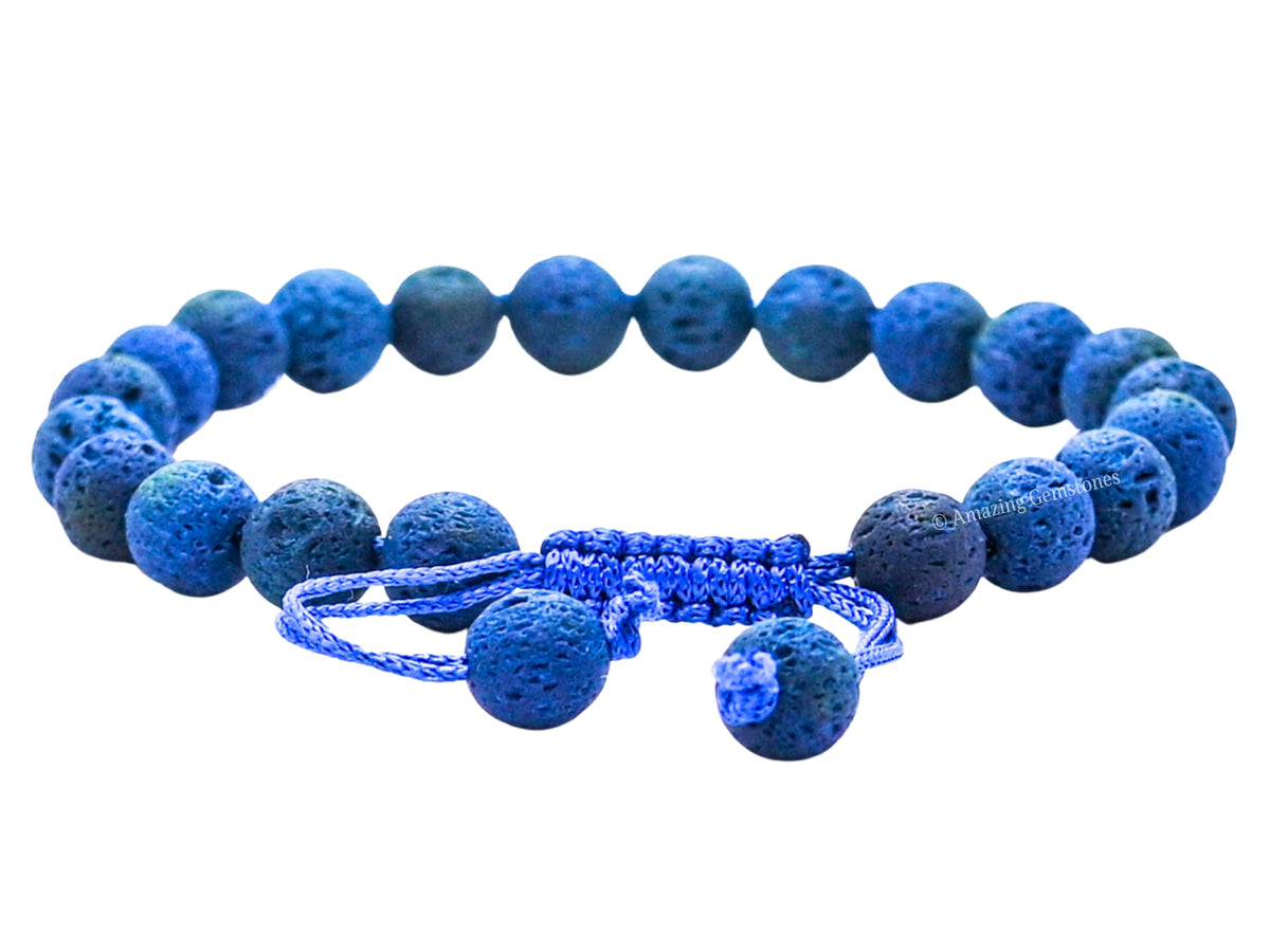 Amazing Gemstone Blue Lava Bracelet for Women Men's Gifts - Protection Healing Crystal Bracelet - 8mm Gemstone Beaded Adjustable Bracelet Pulseras Para Hombres Mujer Stocking Stuffers