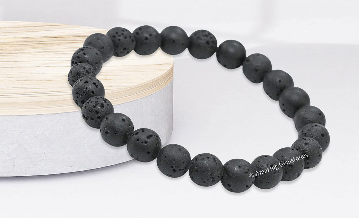 Amazing Gemstone Crystal Bracelet for Women Men's Gifts - Protection Healing Crystal Bracelet - 8mm Gemstone Beaded Stretchable Bracelet Pulseras Para Hombres Mujer Stocking Stuffers Mothers Day Gift (Lava)
