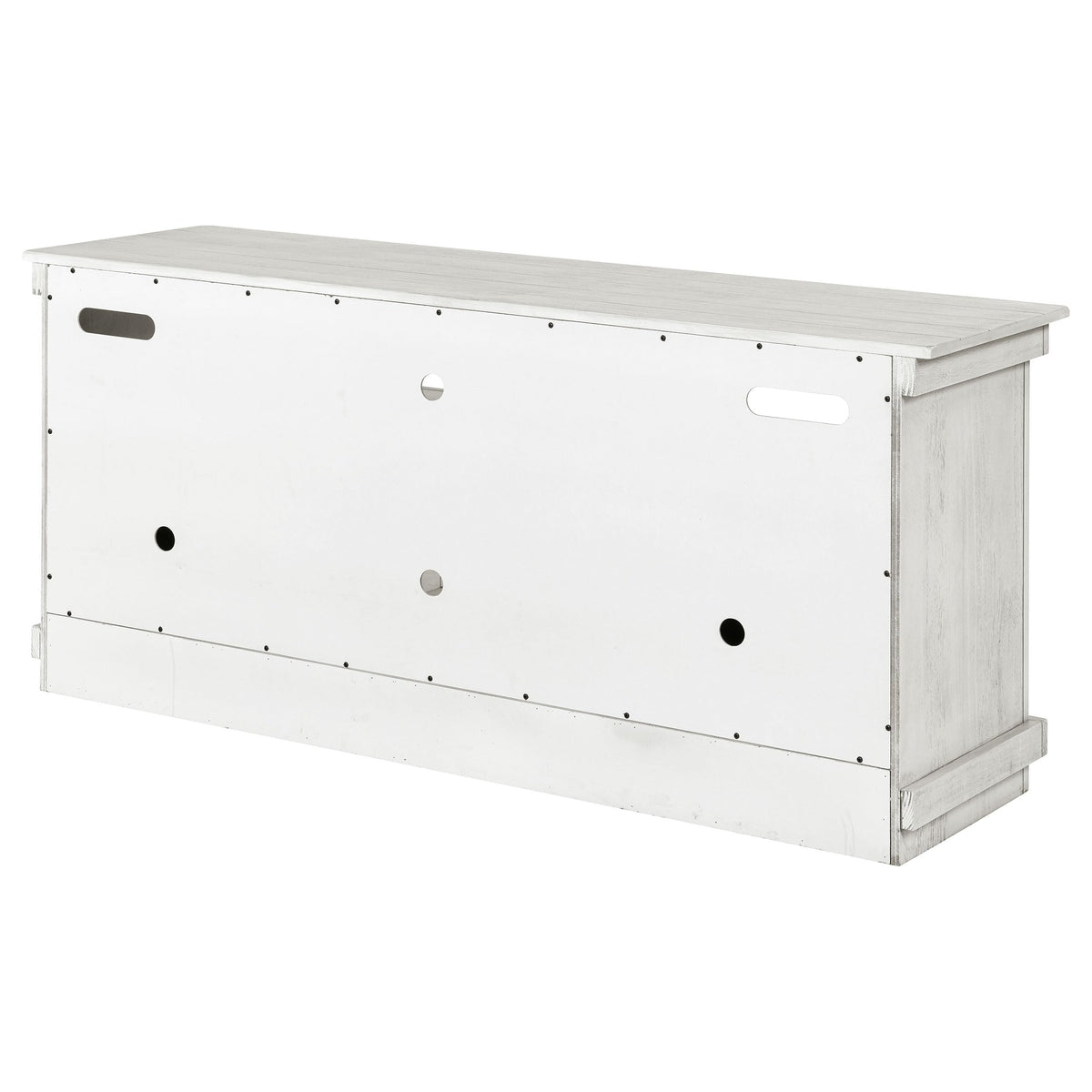 Coaster Home Furnishings - Payne - Wood - TV Stand with Two Door Cabinets, Shelves, Roughhewn Details and Farmhouse Style - Living Room - 60-Inch - Distressed White - 710052