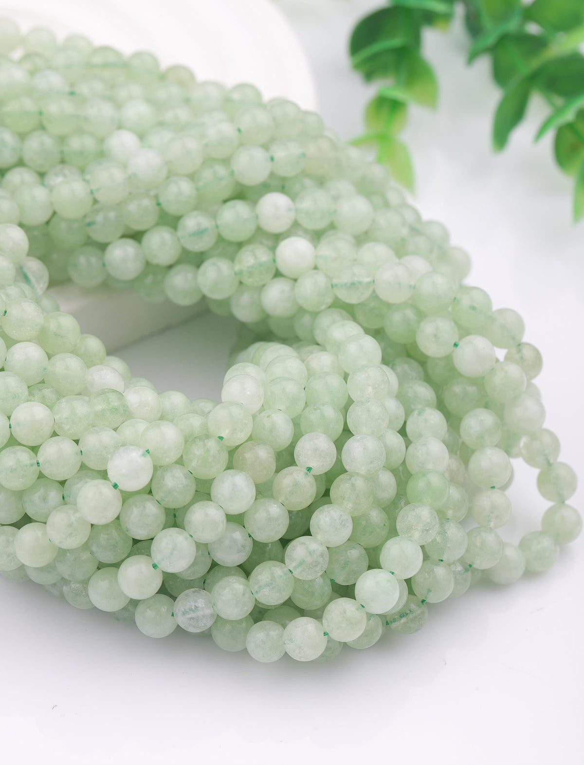 6mm Natural Stone Beads 65pcs Green Burmese Jade Polished Round Smooth Crystal Loose Gemstone Beads for Jewelry Making DIY Bracelet Necklace Earring Crafts Supplies