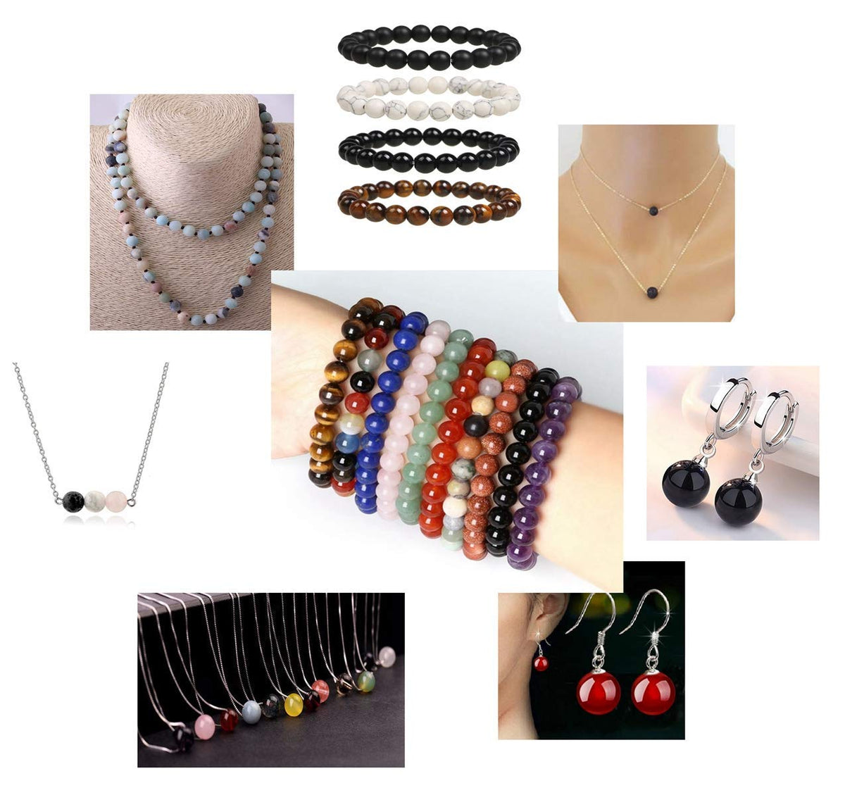 Natural Stone Beads 100pcs 10mm Black Stripe Rhodonite Round Real Stone Beading Loose Gemstone Hole 1mm DIY Charm Beads for Bracelet Necklace Earrings Jewelry Making (Black Stripe Rhodochrosite, 10mm)