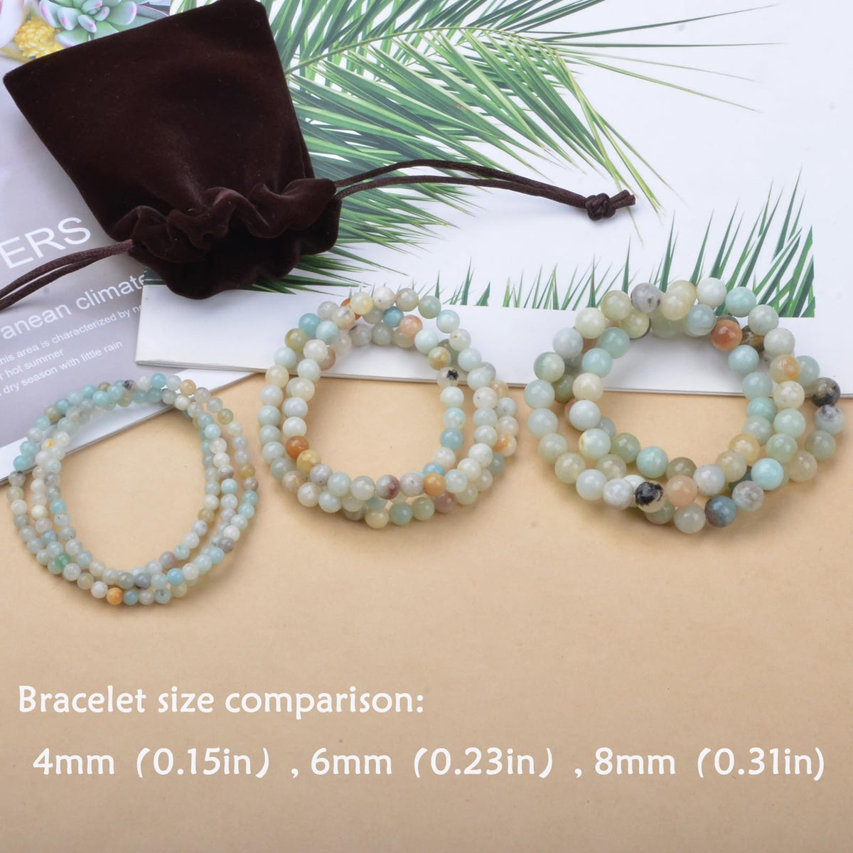 CHCCOYE 6mm Natural Healing Gemstone Bracelet Handmade Yoga Stretch Elastic Bracelet Stress Relief Crystal Jewelry for Men and Women (6mm, Mulitcolor Amazonite)