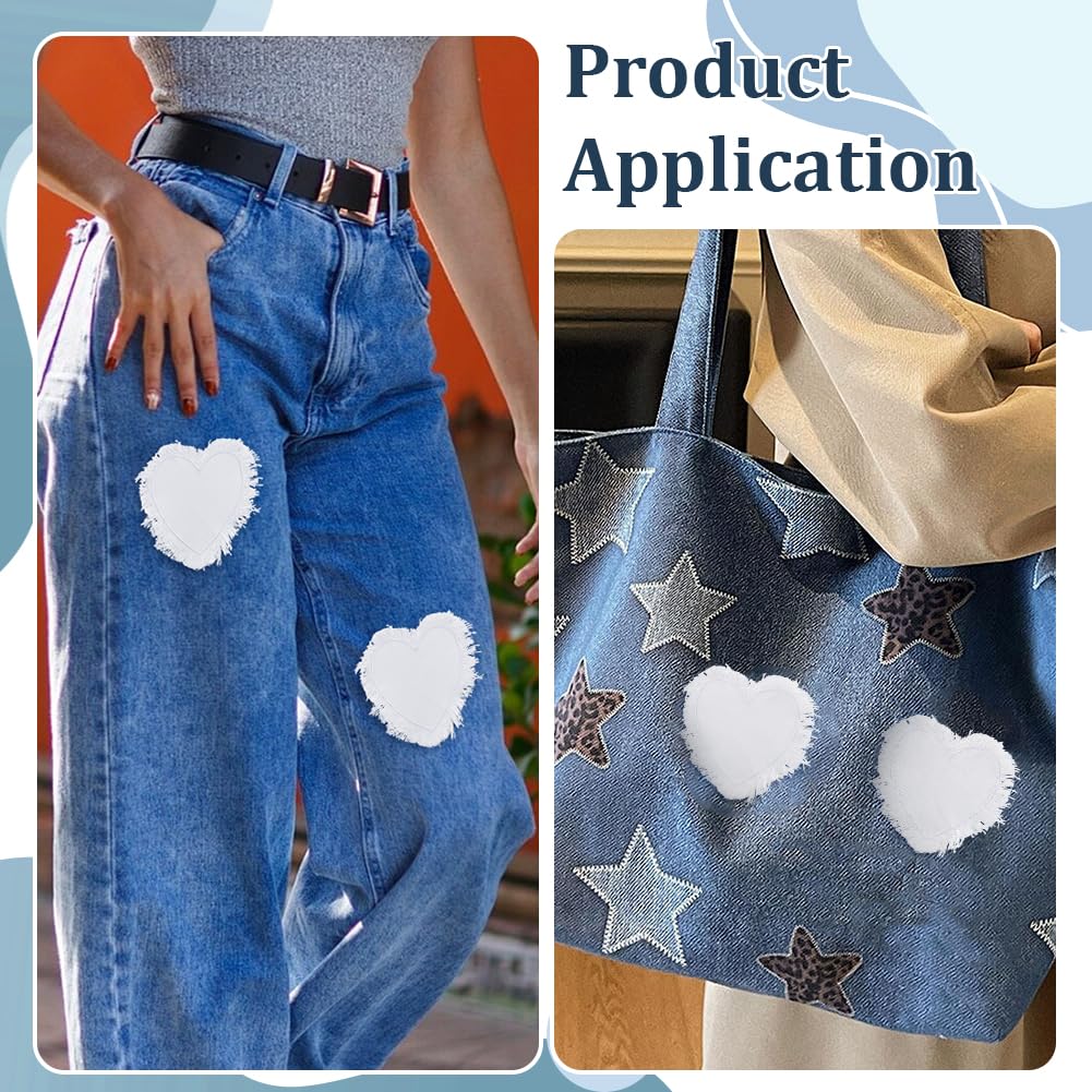 PH PandaHall Sublimation Patches, 6pcs Heart Iron on Blank Patches Embroidery Fabric Patch Repair Sublimation Patch for Hats Caps Backpack Shoes Jeans Uniforms Clothes DIY Craft, White, 3.74x3.54 inch