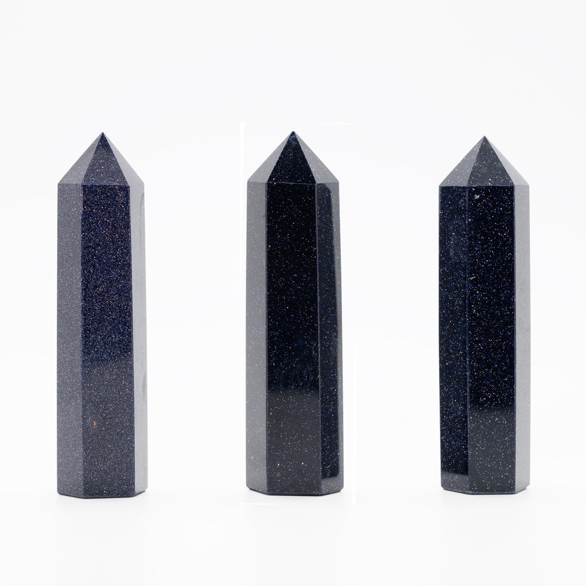 Angelstones Natural Blue Sandstone Gemstone Healing Crystal Hexagonal Pointed Reiki Chakra Faceted Prism Wand Carved Stone Figurine Home Decor
