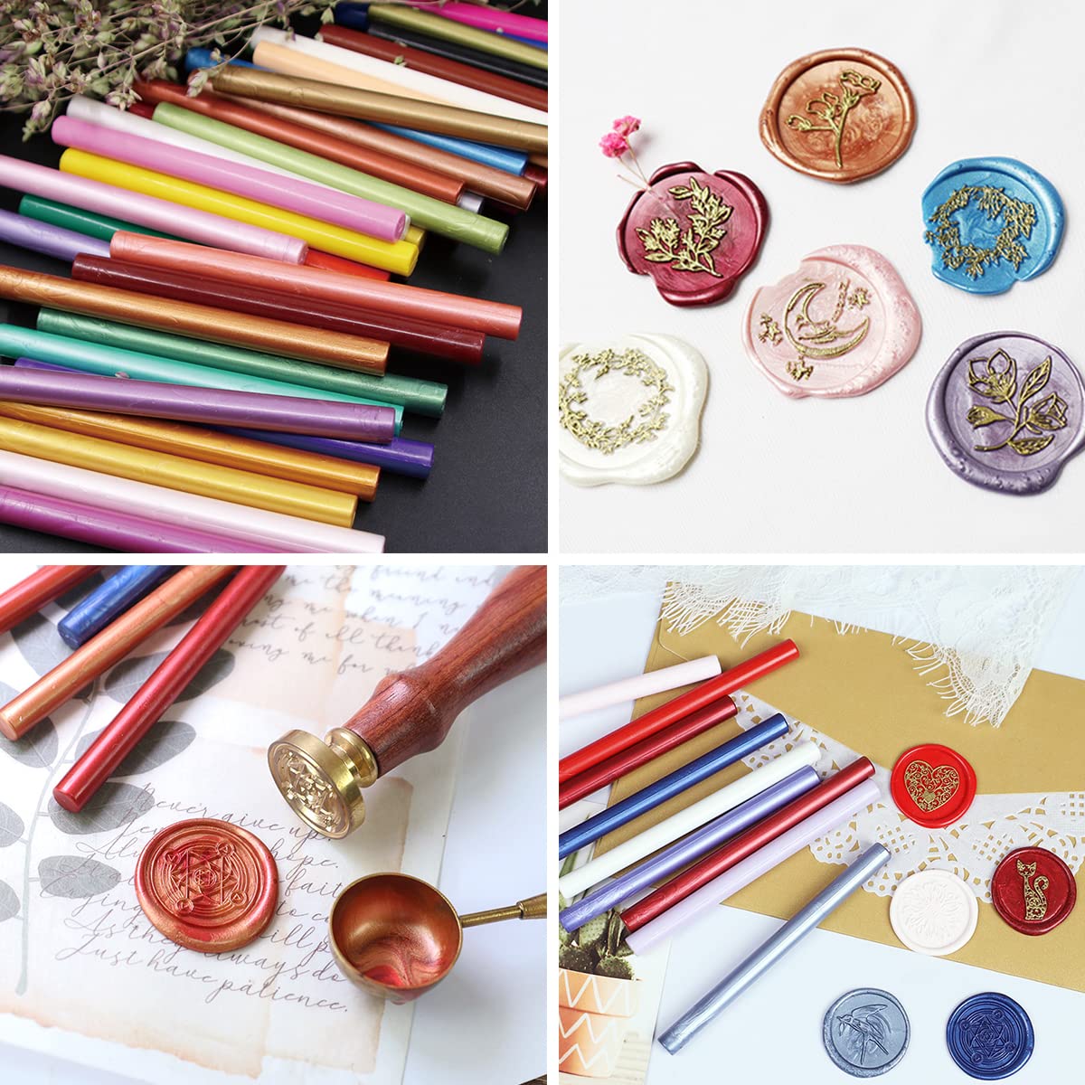 Wax Seal Kits, Wasole 20Pcs Pearl Purple Sealing Wax Sticks with 1 Pieces Glue Gun Set for Wax Seal Stamp, Great for Wedding Invitations, Birthday Cards, Envelopes, Gift Wrapping (Pearl Purple)