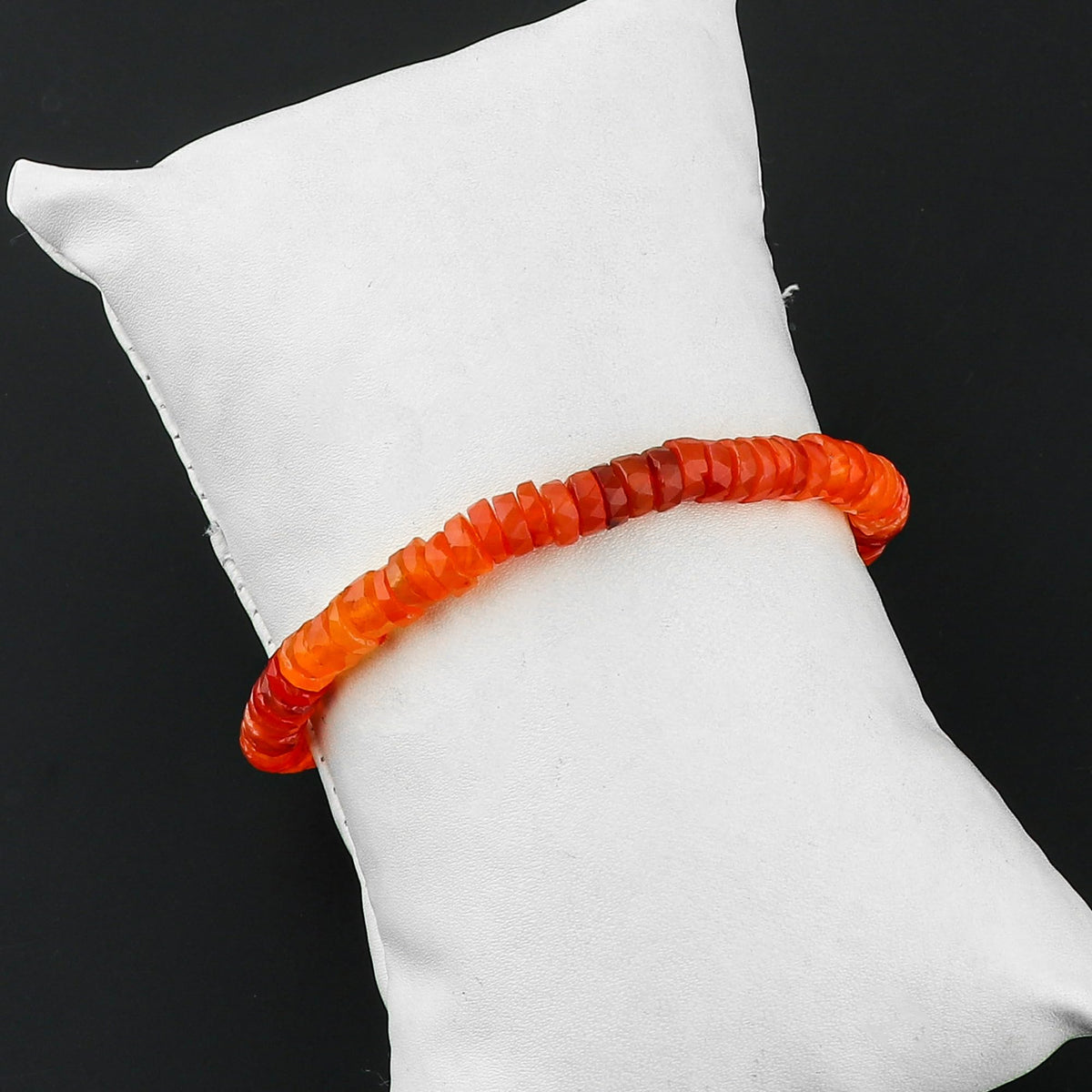 CRYSTALIS Natural Carnelian Beaded Bracelet, Facet Wheels, Elegant Beads Crystal, Chakra Bracelet, Healing Bracelet, Gemstone Jewelry, 925 Sterling Silver 8 inch