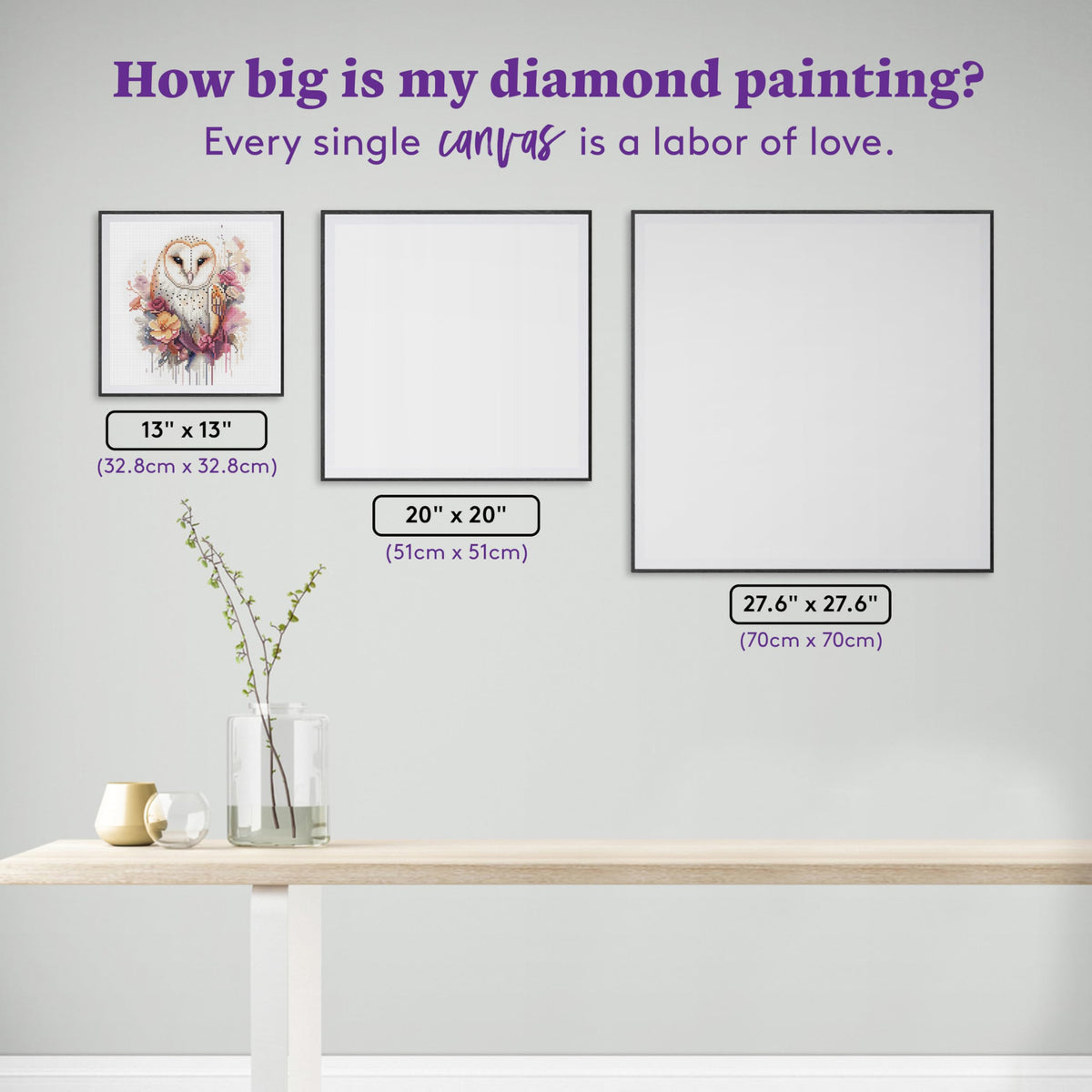 DIAMOND ART CLUB Austere - Owl Diamond Painting Kit, Fun DIY Crafts for Adults, Round Diamond Art Canvas, 13" x 13" (32.8 cm x 32.8 cm)