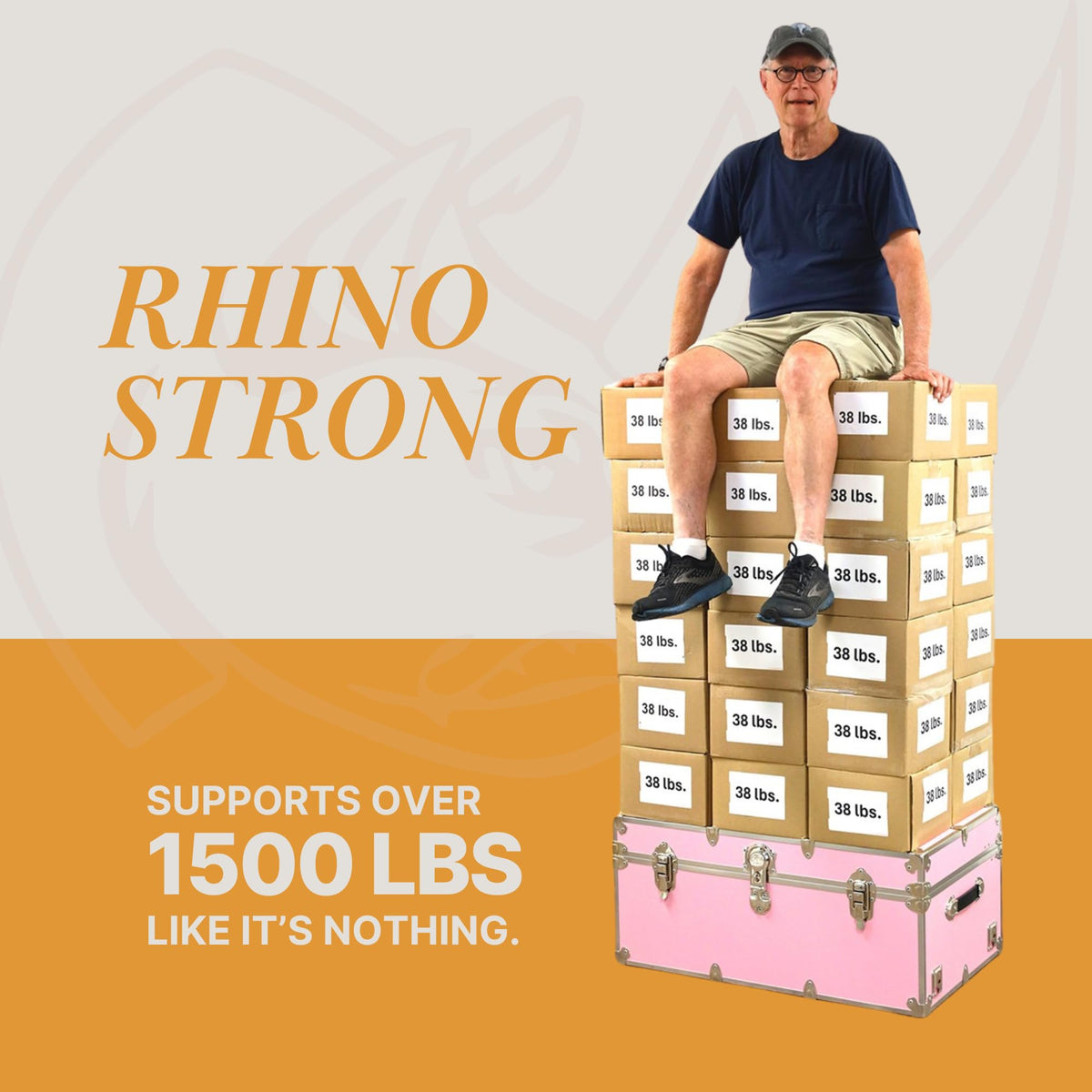 Rhino Trunk & Case Classic Camp & College Trunk with Wheels. 30"x17"x13", 1500+ lbs Capacity - Many Colors, Soft-Close Lid. Strong, USA Made Summer Camp Footlocker and Secure Dorm Storage Chest