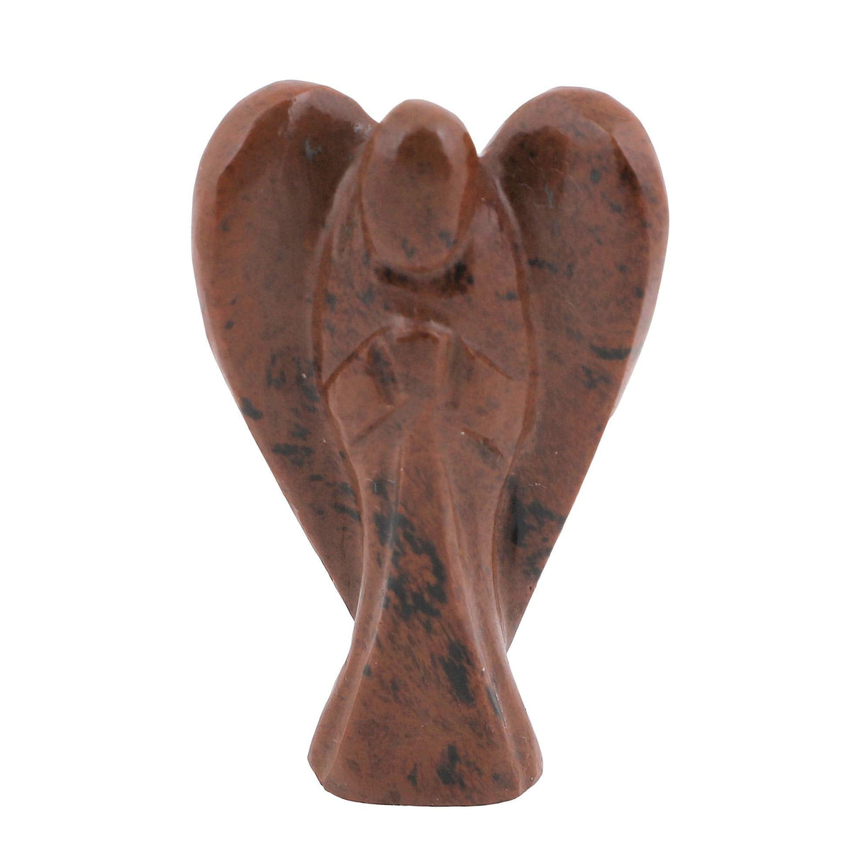 "Mahogany Obsidian Gemstone Guardian Angel Healing Crystal, Hand Carved Pocket Angel Figurine - Handmade Mini Statue for Love, Peace & Healing, Crystals for Positive Energy, Natural Gemstone Figurine"