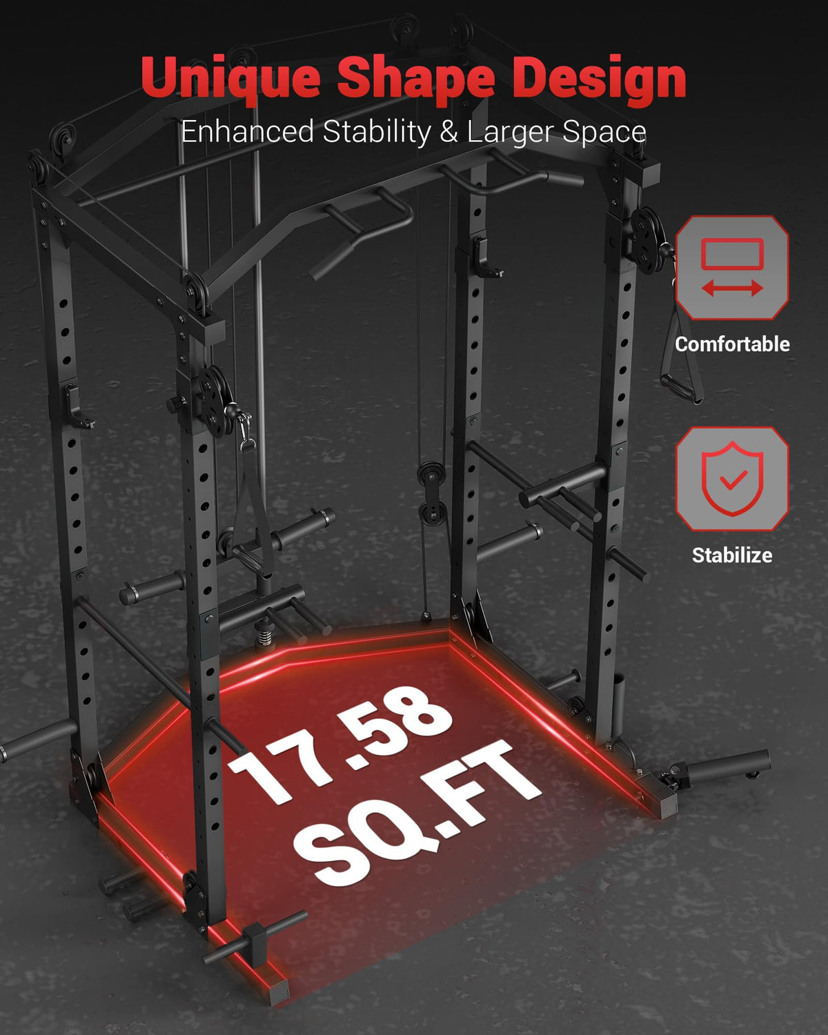 GarveeLife Power Cage, Multi-Functional Power Racks for Home Gym with Cable Crossover System, 1600 LBS Weight Capacity Fitness Squat Rack for Strength Workout with Training Attachment, Black