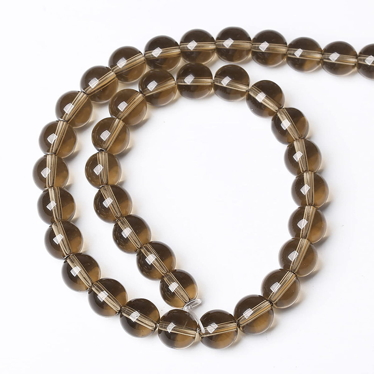 36PCS 10mm Smoky Crystal Quartz Glass Beads Natural Stone Round Loose Beads for Jewelry Making DIY Bracelet Necklace 15 Inch,Energy Stone Healing Power (10mm, Smoky Quartz Glass)